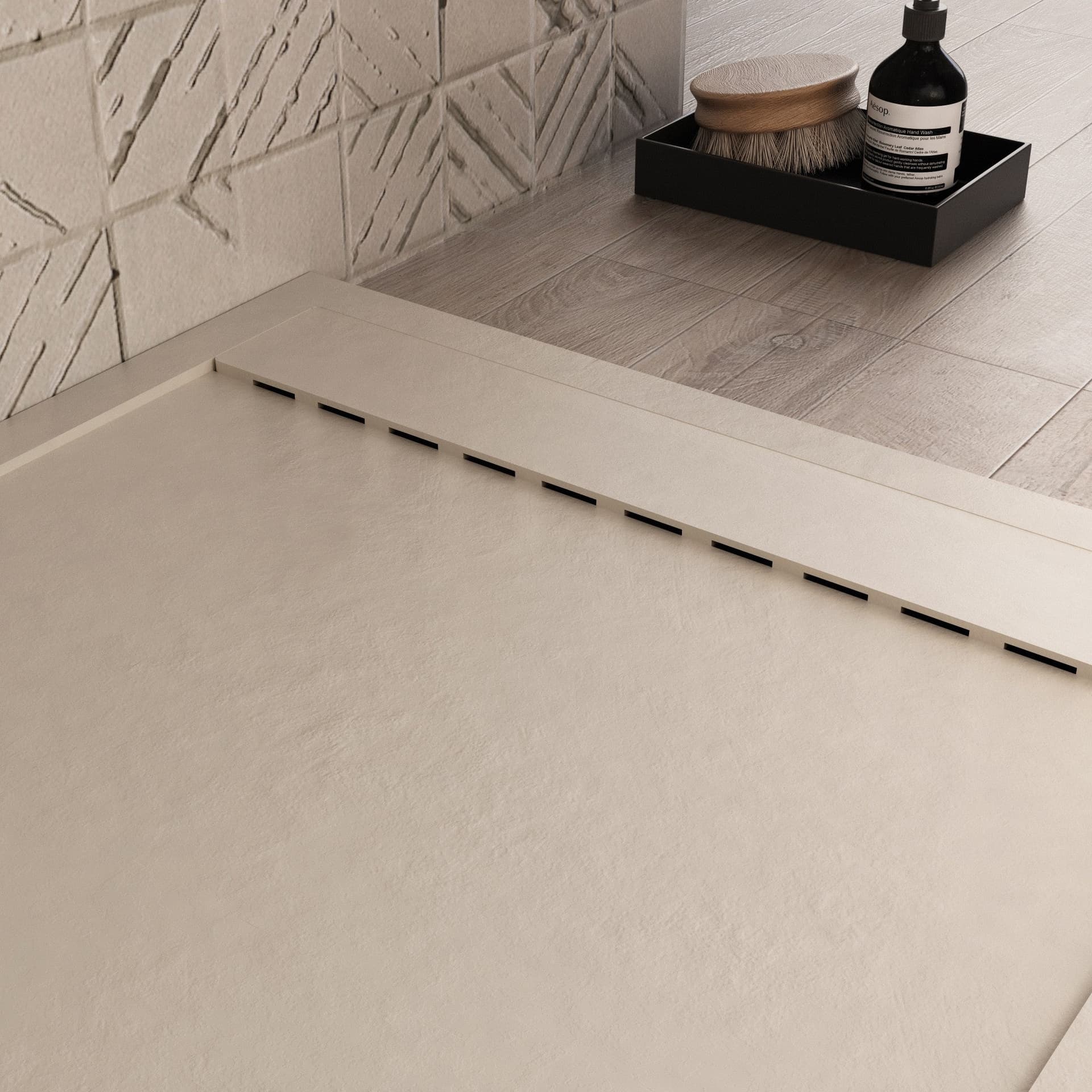 Piatto doccia in marmoresina Crema effetto pietra cemento PRESTIGE in Box doccia Mondialshop - Parabiago, commercioVirtuoso.it