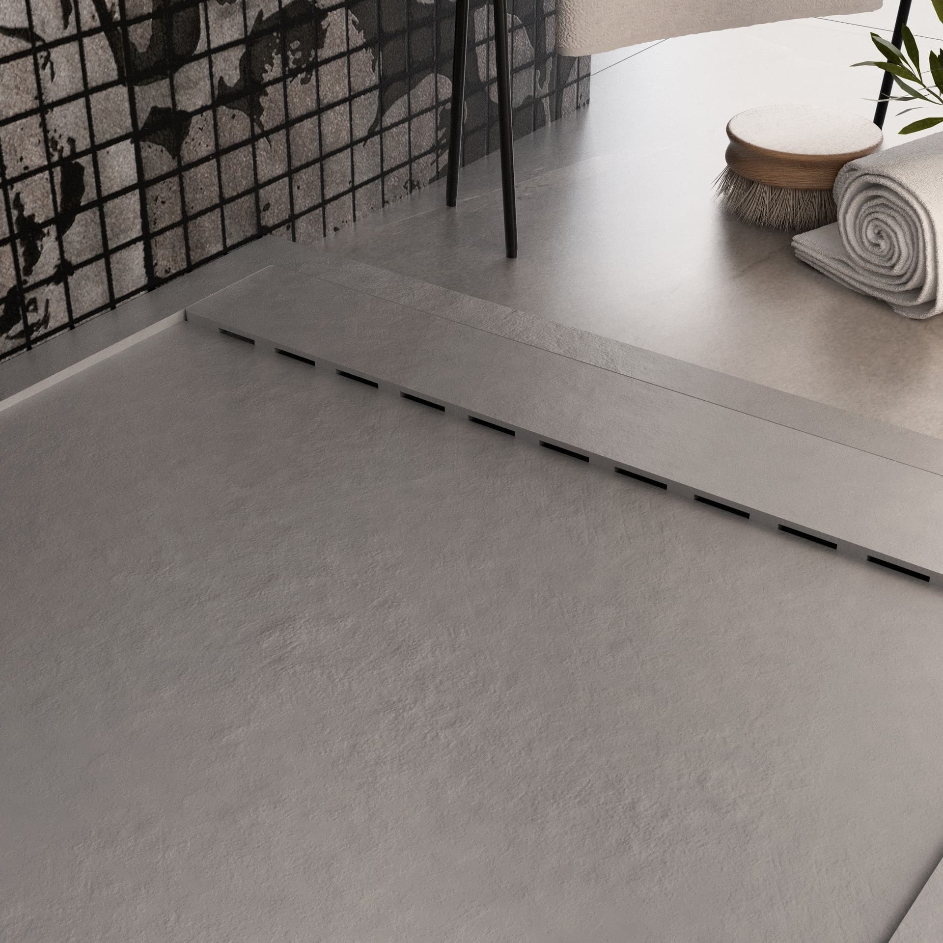 Piatto doccia in marmo resina Grigio Chiaro pietra cemento PRESTIGE in Box doccia Mondialshop - Parabiago, commercioVirtuoso.it