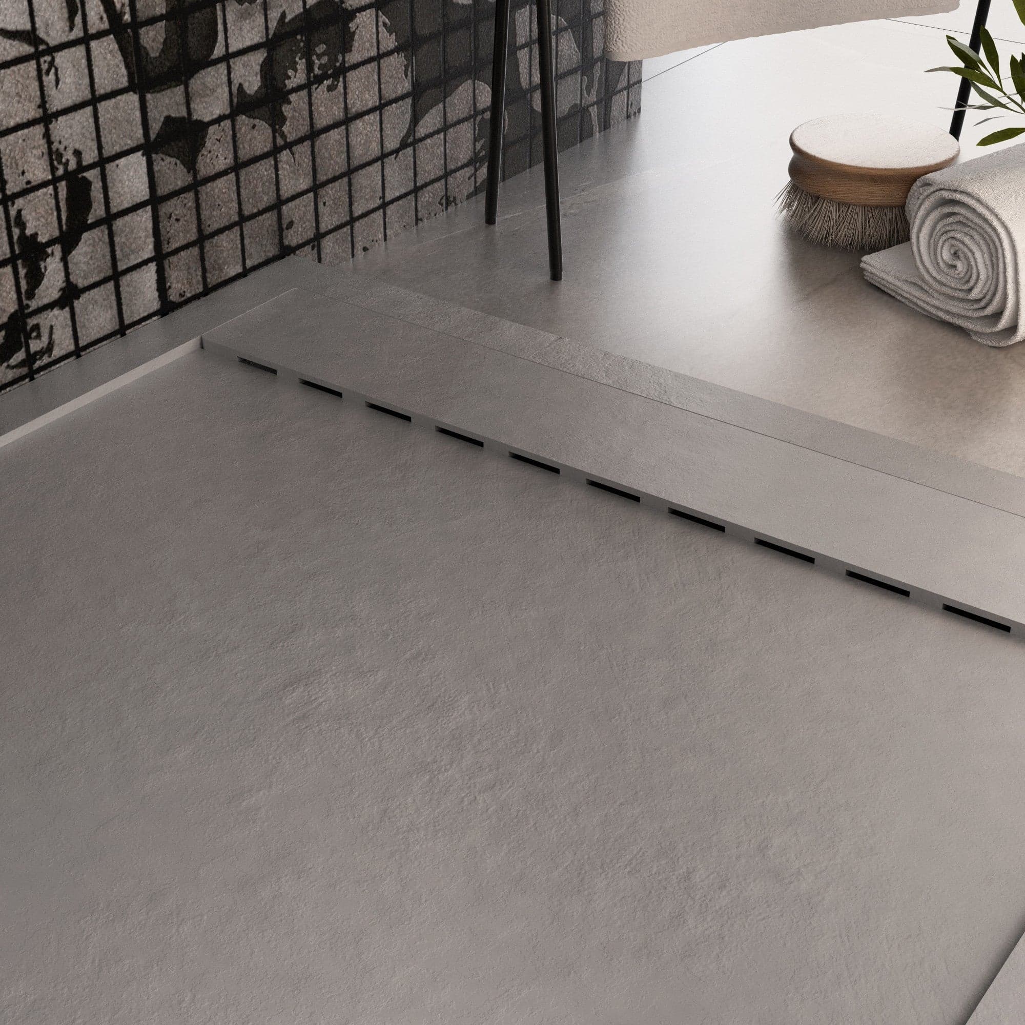 Piatto doccia in marmo resina Grigio Chiaro pietra cemento PRESTIGE in Box doccia Mondialshop - Parabiago, commercioVirtuoso.it