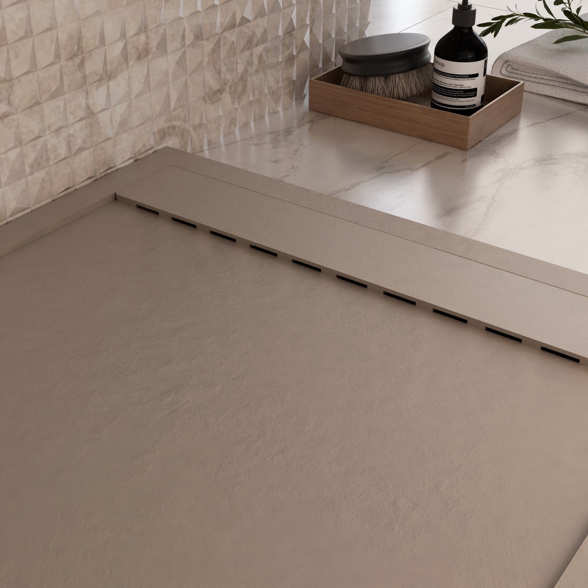 Piatto doccia in marmoresina Tortora effetto pietra cemento PRESTIGE in Box doccia Mondialshop - Parabiago, commercioVirtuoso.it