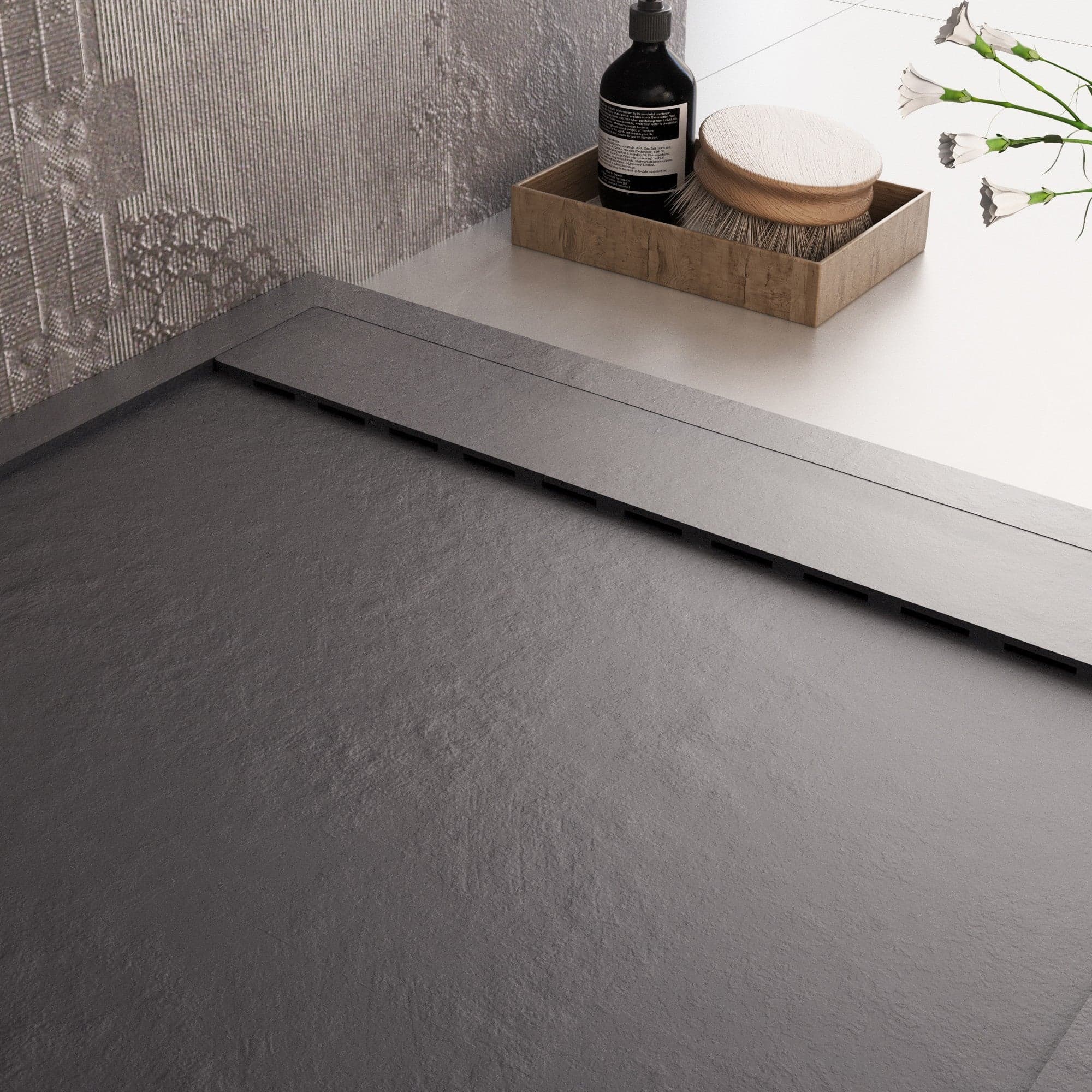 Piatto doccia in marmo resina NERO pietra cemento PRESTIGE in Box doccia Mondialshop - Parabiago, commercioVirtuoso.it