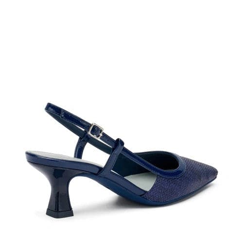 Frau slingback in raffia e vernice navy 81I3 in Scarpe col tacco Teresi Calzature - Marsala, commercioVirtuoso.it