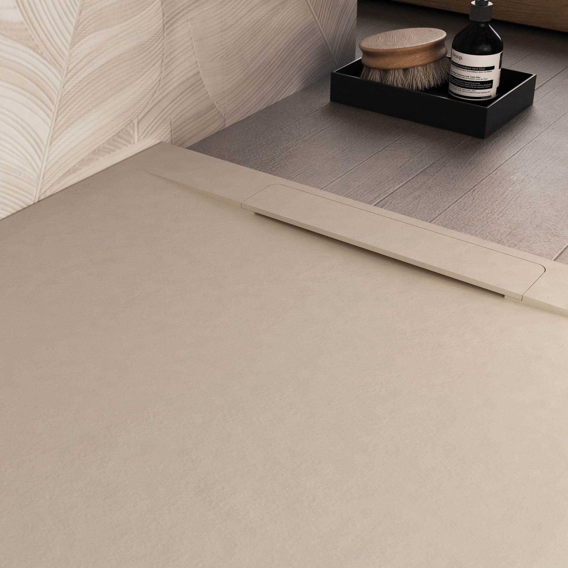 Piatto doccia in marmoresina Crema effetto pietra cemento VINCENT in Box doccia Mondialshop - Parabiago, commercioVirtuoso.it
