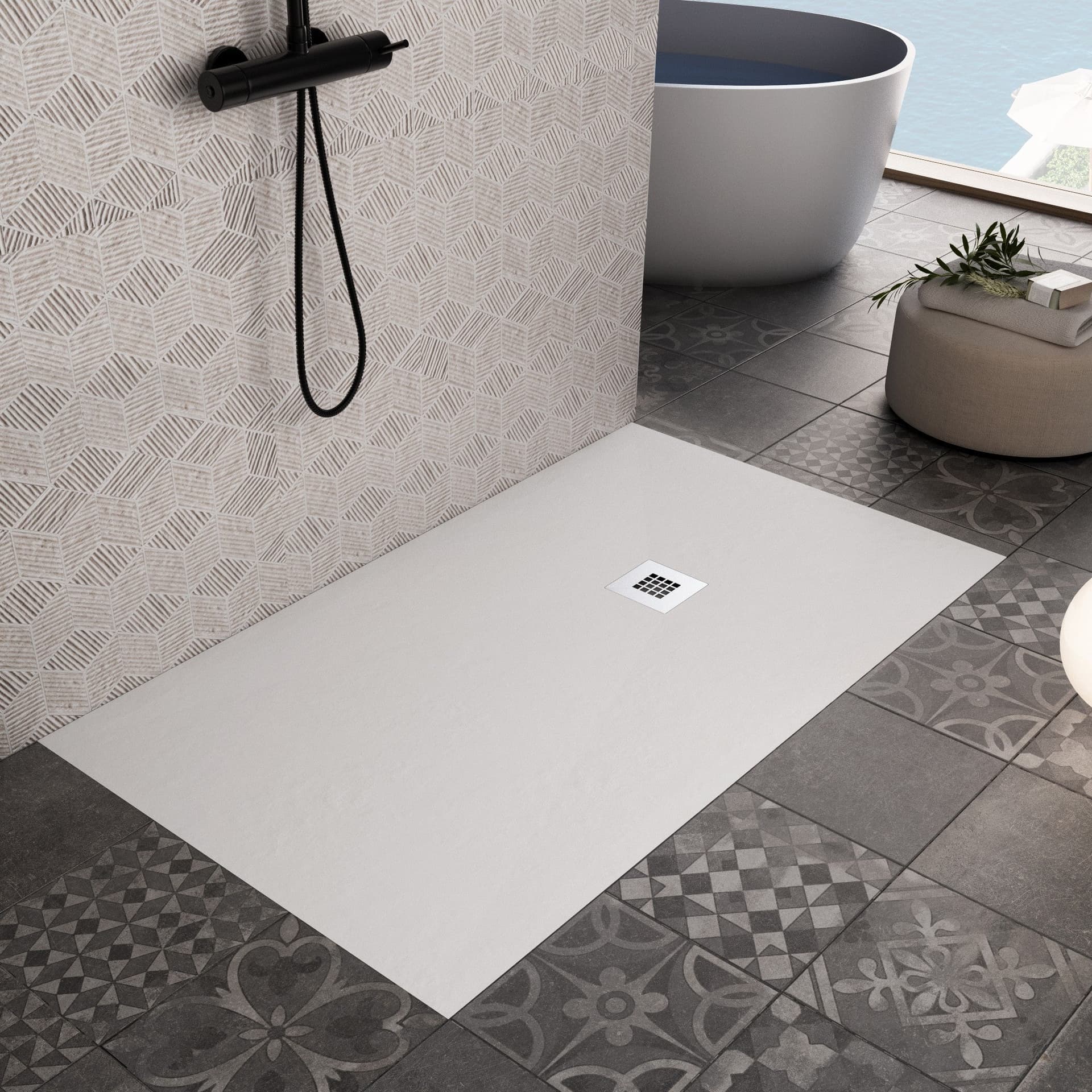 Piatto doccia bianco in marmoresina con griglia inox e Piletta Gratis - STAR PLUS in Rubinetti per vasca Mondialshop - Parabiago, commercioVirtuoso.it