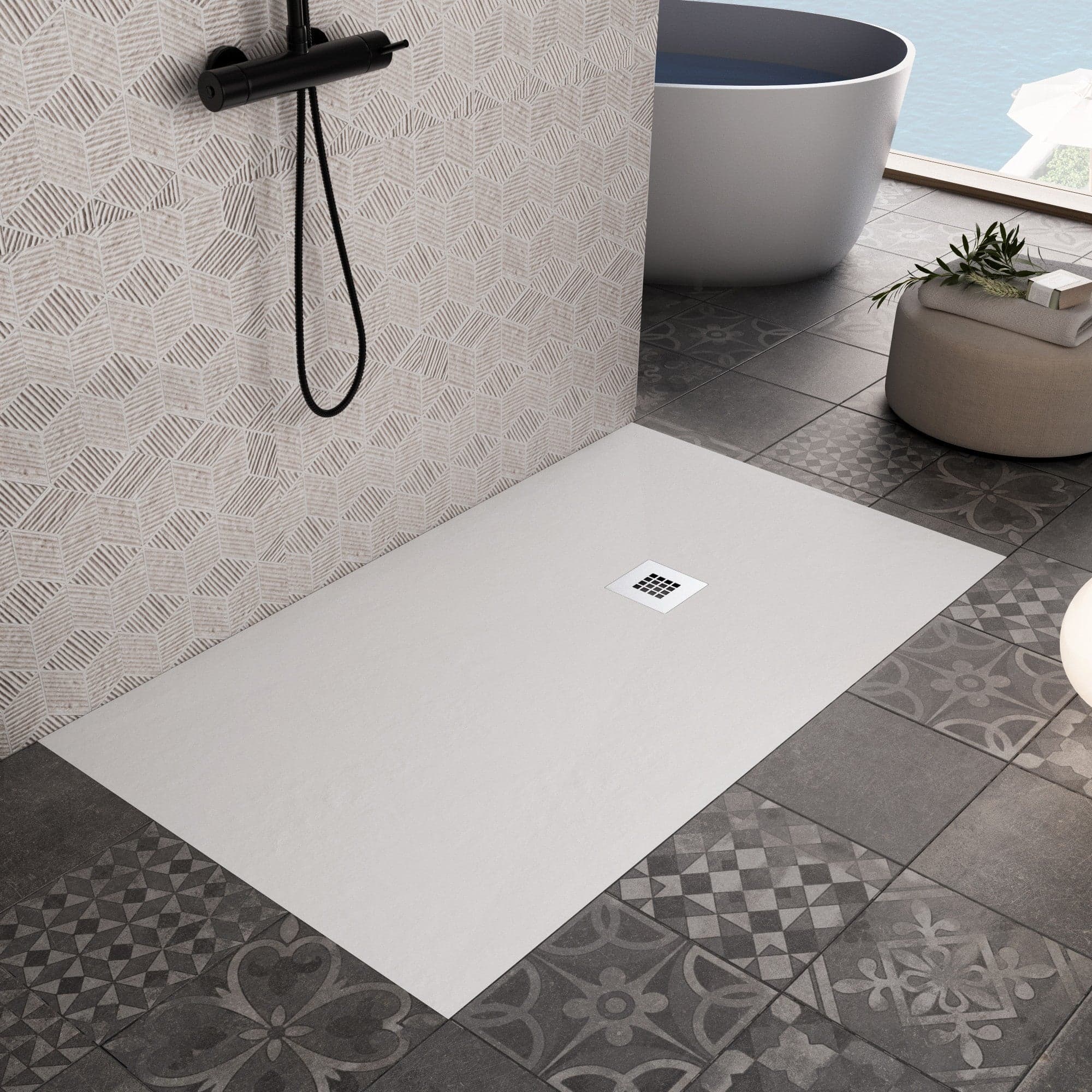 Piatto doccia bianco in marmoresina con griglia inox e Piletta Gratis - STAR PLUS in Rubinetti per vasca Mondialshop - Parabiago, commercioVirtuoso.it