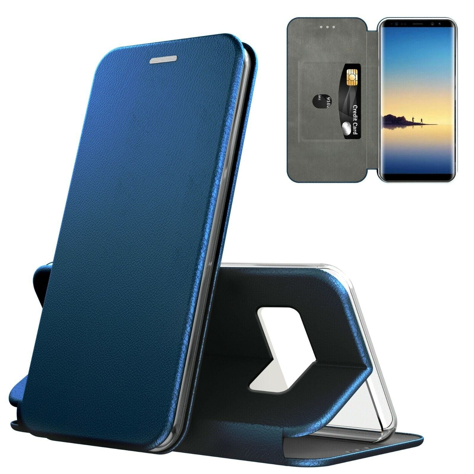 custodia a libro  mate 20 con porta carte di credito blue