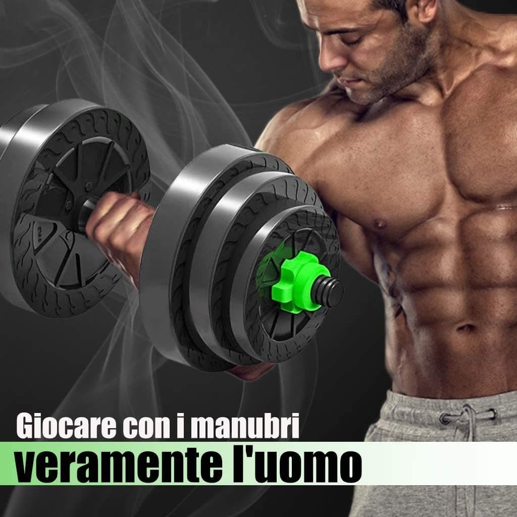 KIT 2IN1 BILANCIERE + MANUBRI CON PESI REGOLABILI COMPONIBILI TOT 40 KG PALESTRA in Manubri Trade Shop italia - Napoli, commercioVirtuoso.it