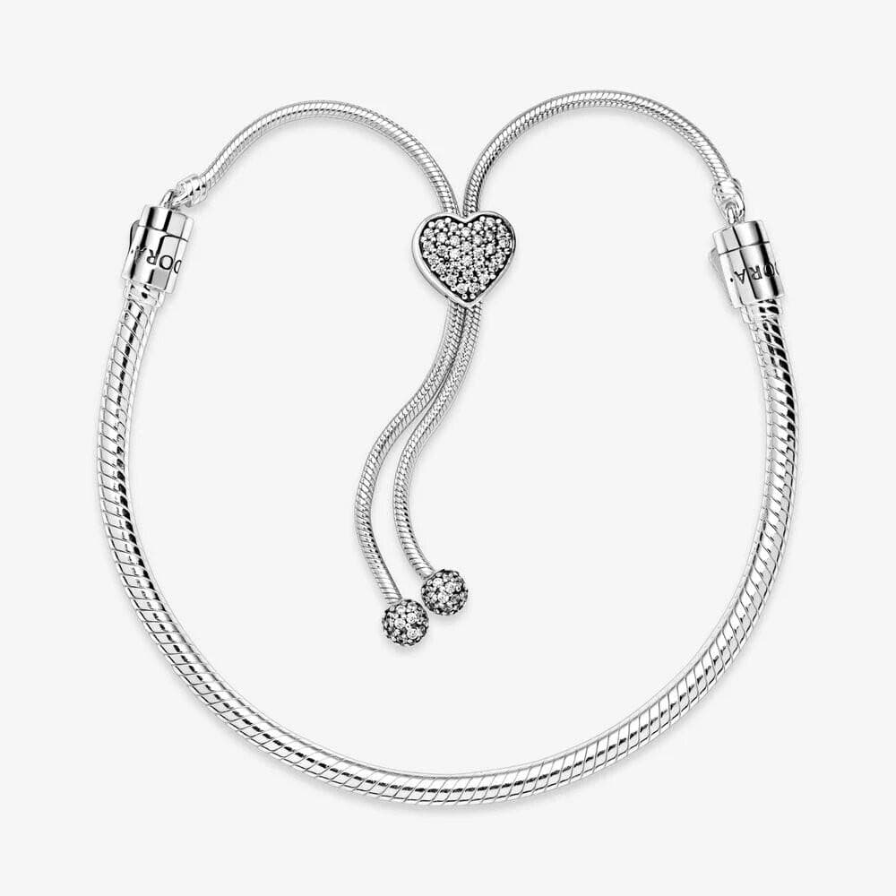 Pandora Bracciale Moments con pavé, maglia snake e chiusura regolabile a cuore in Bracciali Alba Gioielli - Casoria, commercioVirtuoso.it