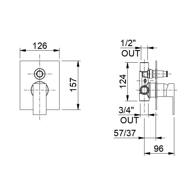 Monocomando doccia incasso cromato con deviatore e piastra minimalista Manhattan in Rubinetti per doccia Mondialshop - Parabiago, commercioVirtuoso.it
