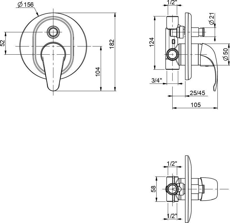 Monocomando doccia incasso con deviatore cromato Squalo in Rubinetti per doccia Mondialshop - Parabiago, commercioVirtuoso.it