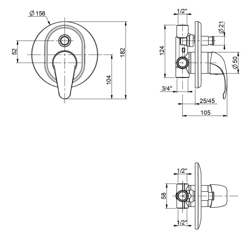 Monocomando doccia incasso con deviatore cromato Squalo in Rubinetti per doccia Mondialshop - Parabiago, commercioVirtuoso.it