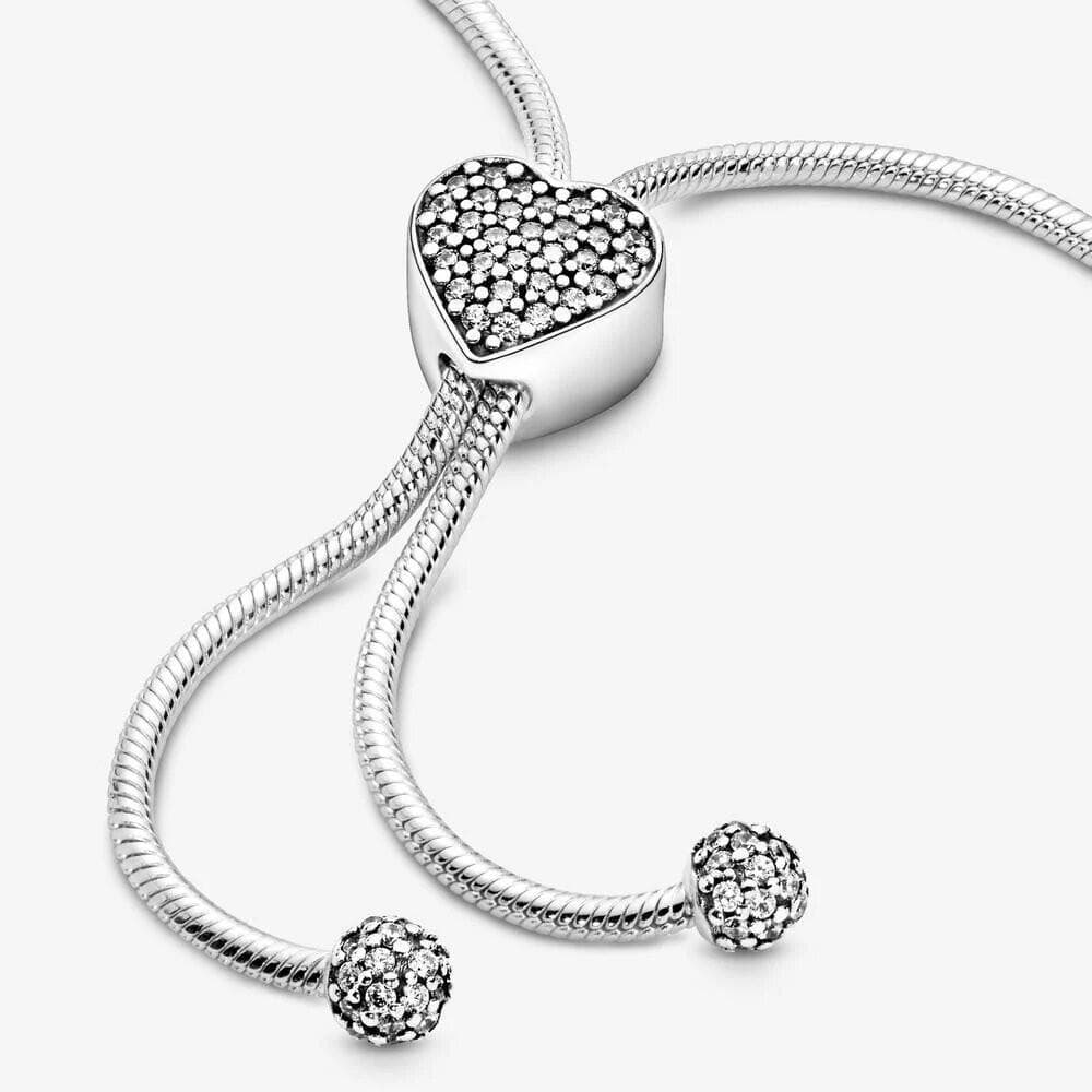 Pandora Bracciale Moments con pavé, maglia snake e chiusura regolabile a cuore in Bracciali Alba Gioielli - Casoria, commercioVirtuoso.it