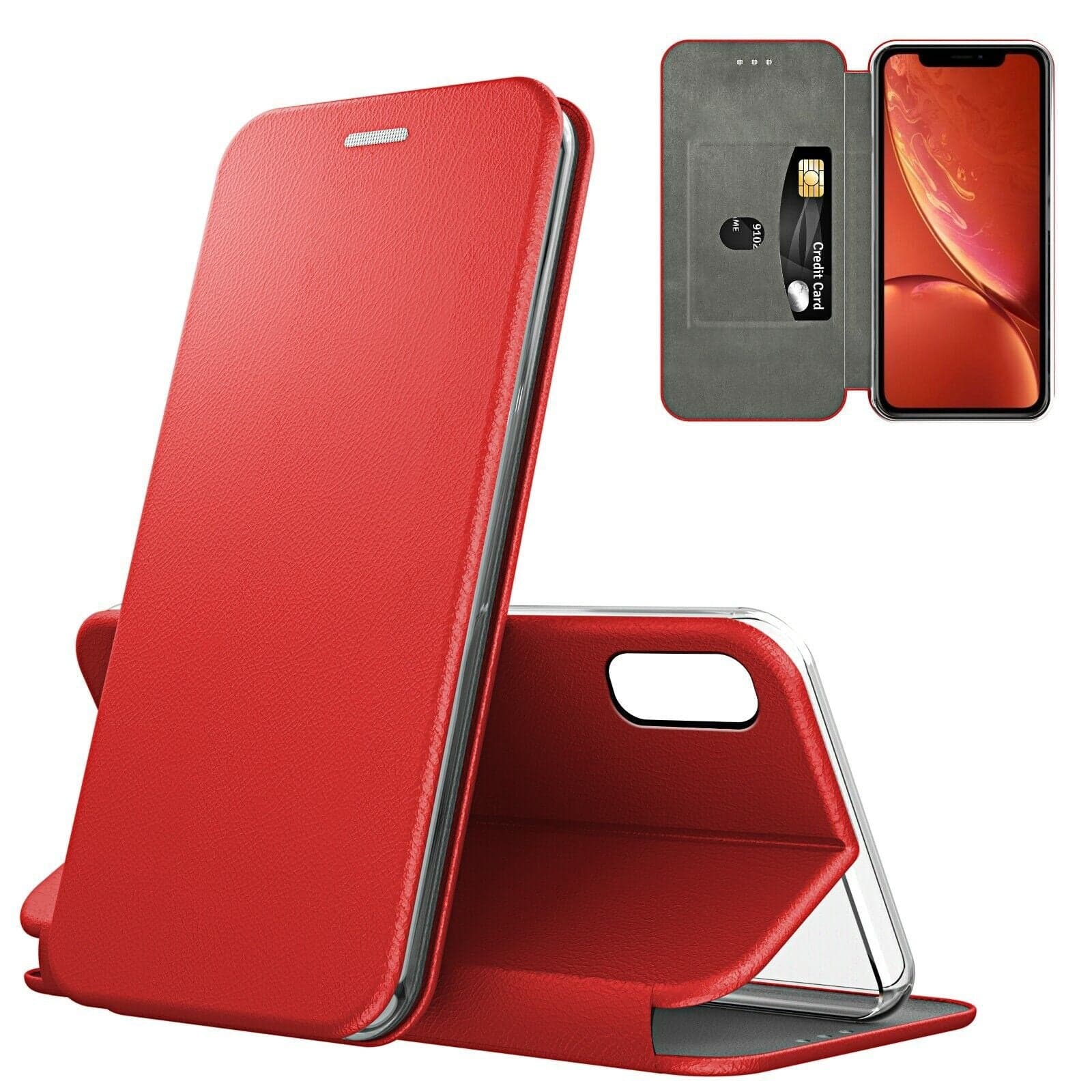 book magnetica s21 ultra con porta carte di credito rossa