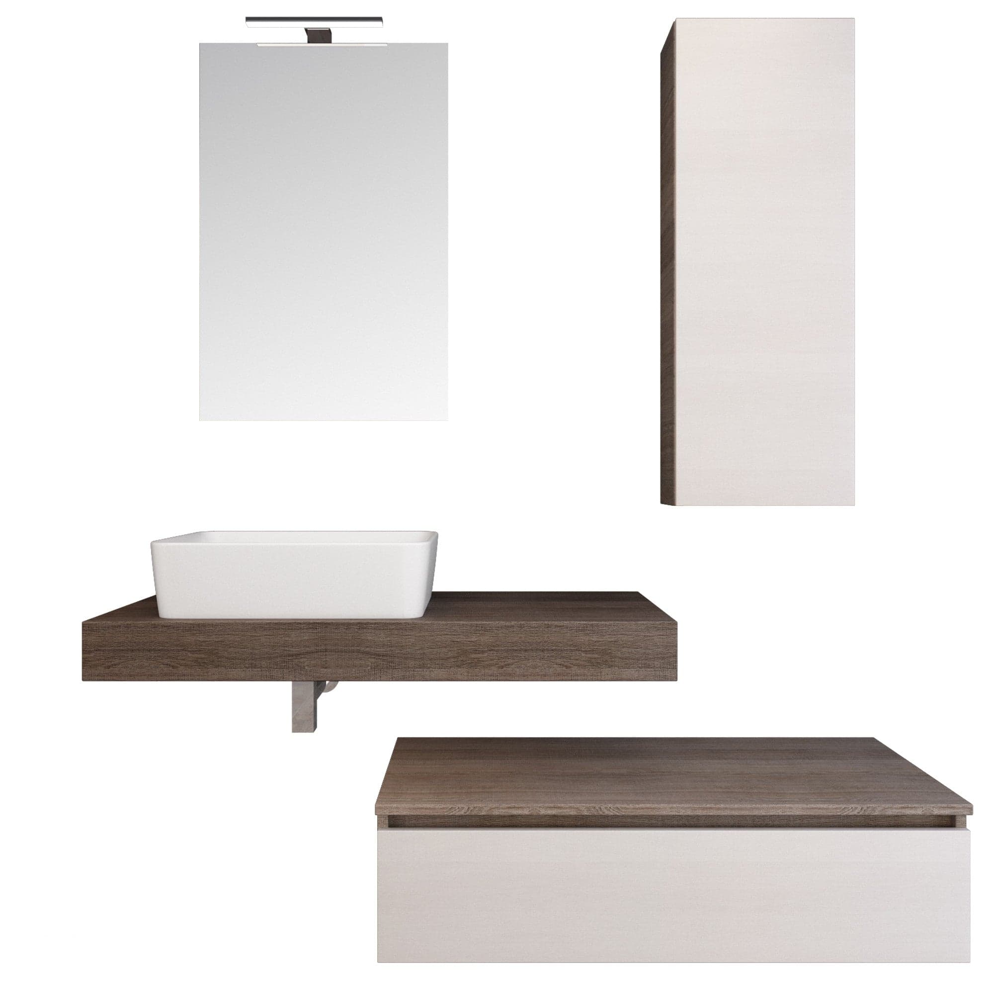 Composizione bagno sospesa con ciotola su mensola Duo-750