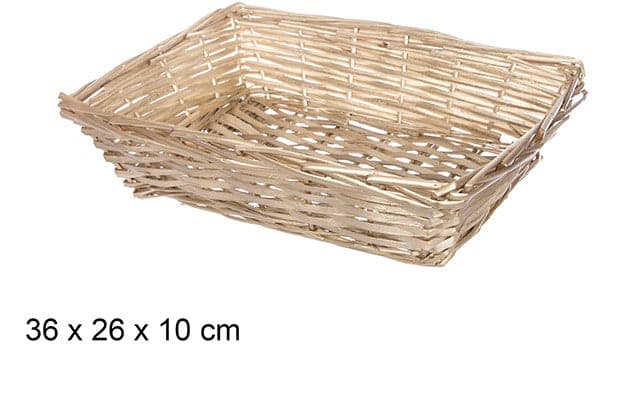 Cestino Natale in Vimini Rettangolare Oro 36x26cm