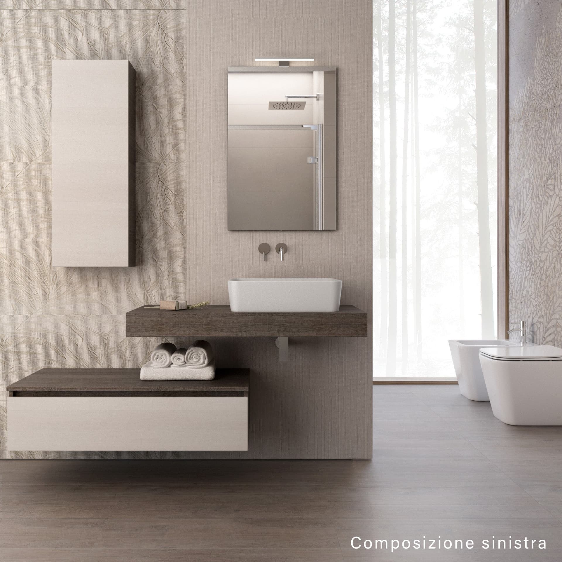 Composizione bagno sospesa con ciotola su mensola Duo-750 in Mobiletti con lavabo Mondialshop - Parabiago, commercioVirtuoso.it
