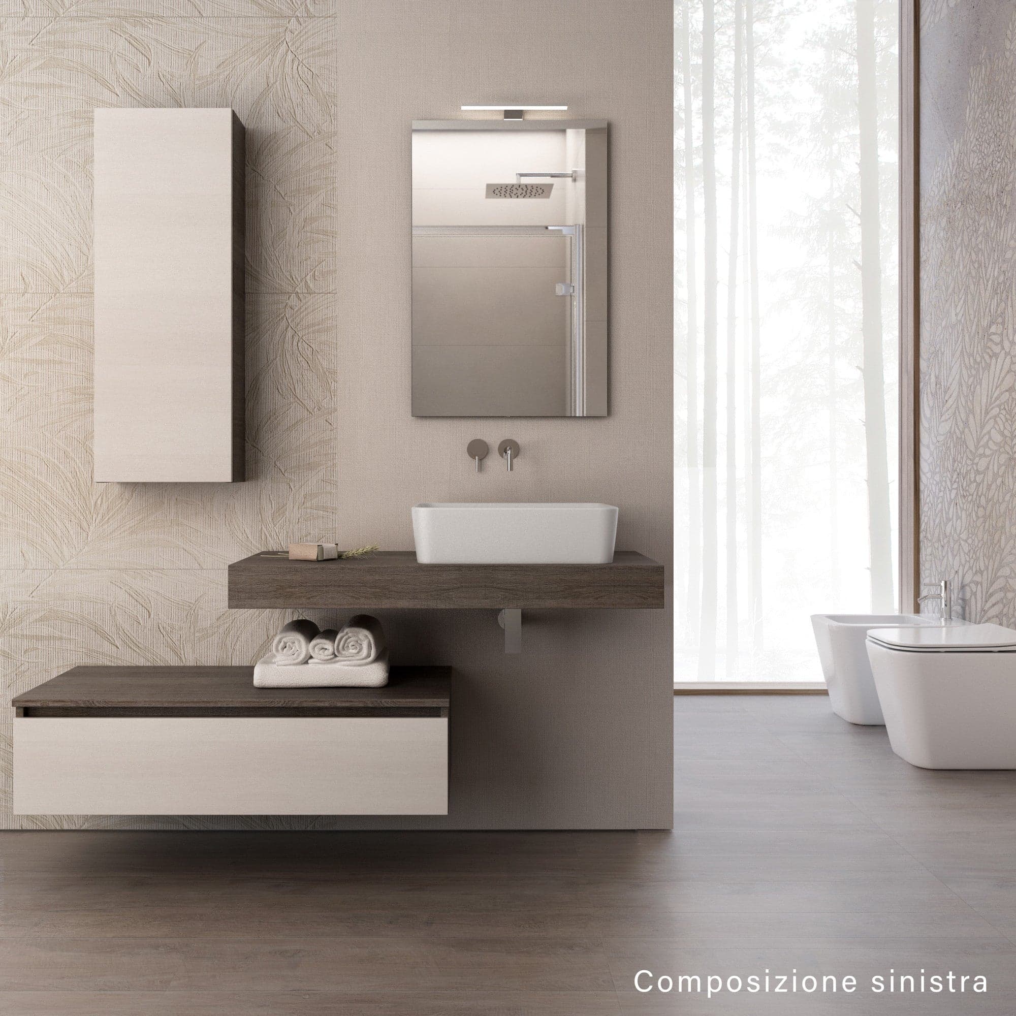 Composizione bagno sospesa con ciotola su mensola Duo-750 in Mobiletti con lavabo Mondialshop - Parabiago, commercioVirtuoso.it