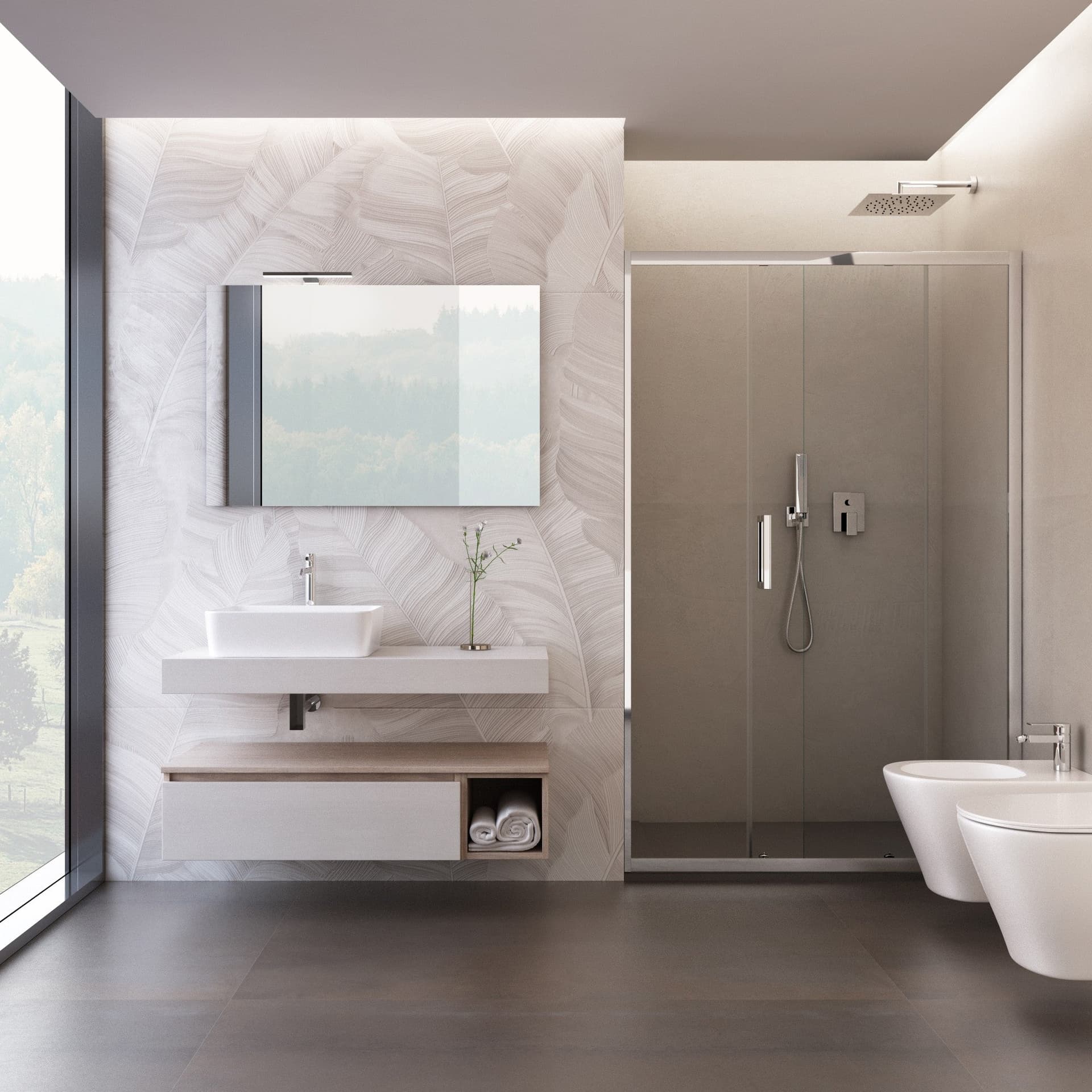 Composizione Bagno Sospesa da 110cm legno Rovere Duo-751 in Mobili a muro Mondialshop - Parabiago, commercioVirtuoso.it