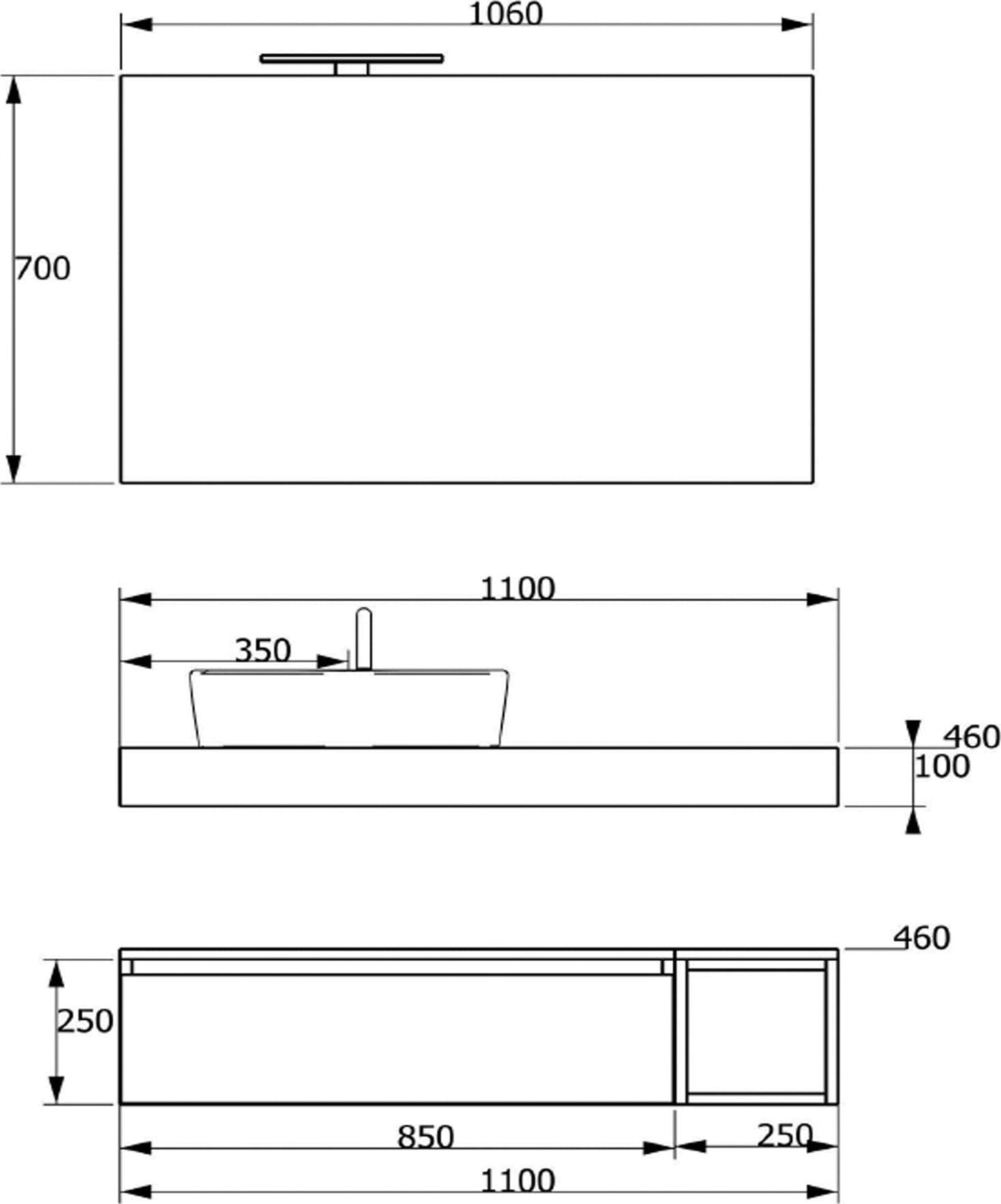 Composizione Bagno Sospesa da 110cm legno Rovere Duo-751 in Mobili a muro Mondialshop - Parabiago, commercioVirtuoso.it