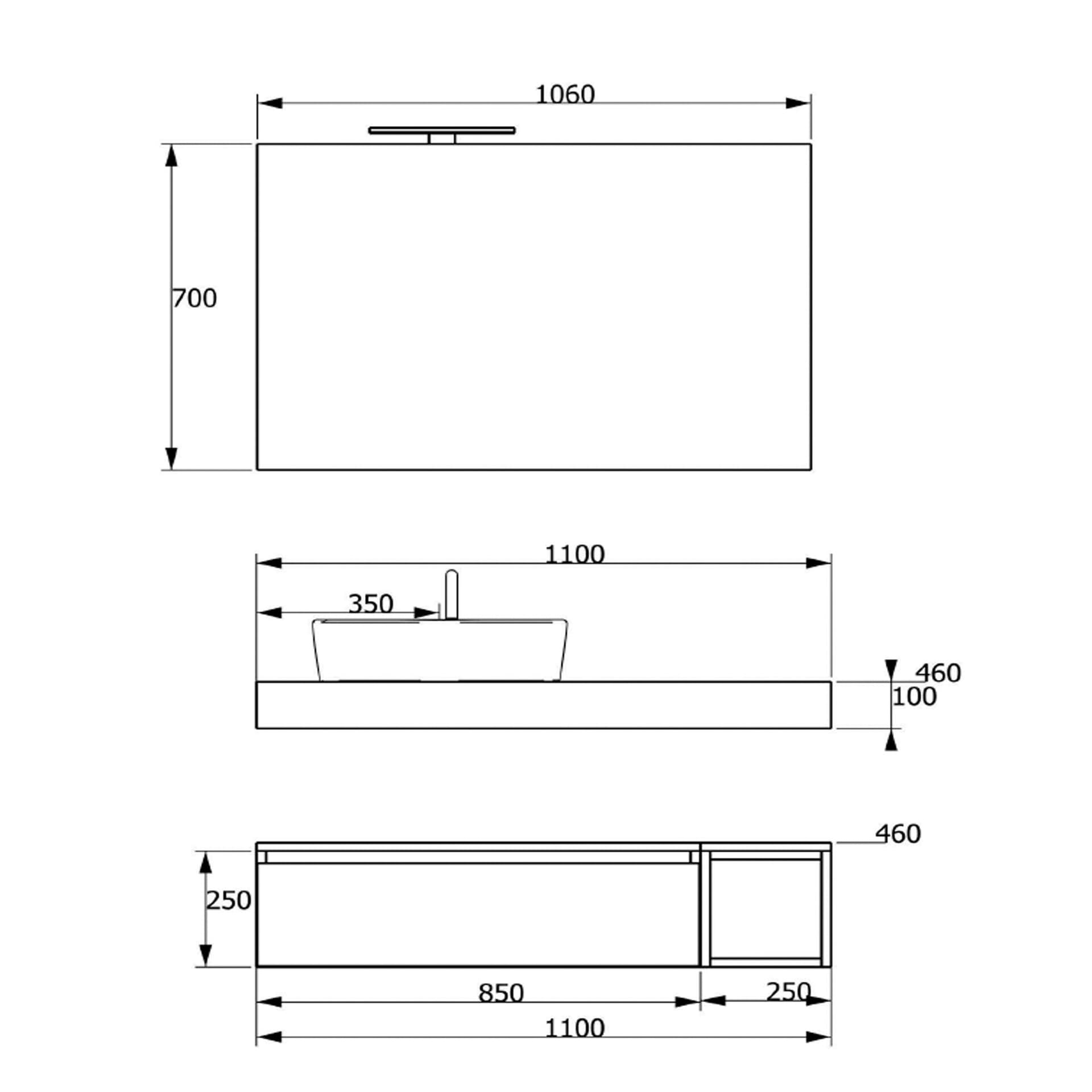 Composizione Bagno Sospesa da 110cm legno Rovere Duo-751 in Mobili a muro Mondialshop - Parabiago, commercioVirtuoso.it