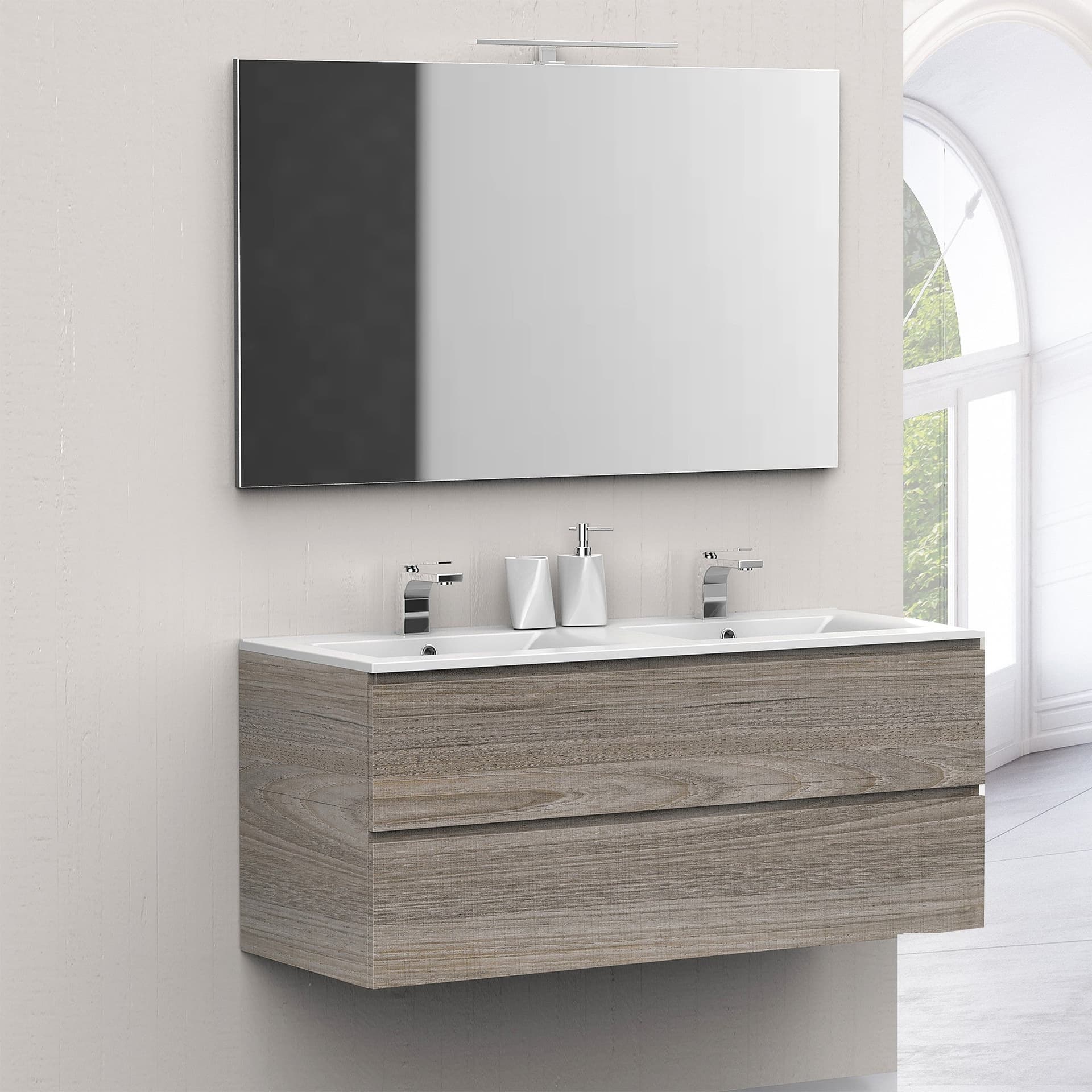 Mobile bagno 120cm sospeso con doppio lavabo legno Rovere in Mobiletti con lavabo Mondialshop - Parabiago, commercioVirtuoso.it