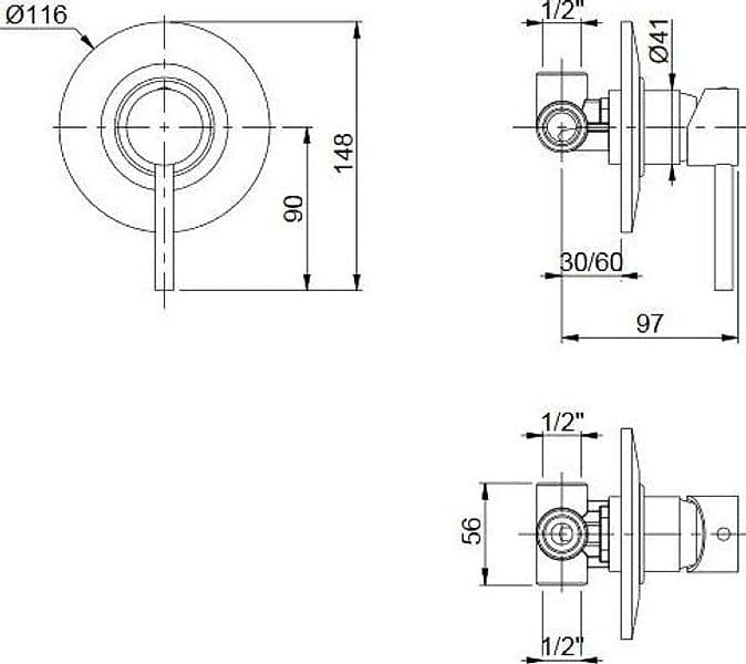 Monocomando doccia incasso cromato Jackie in Rubinetti per doccia Mondialshop - Parabiago, commercioVirtuoso.it