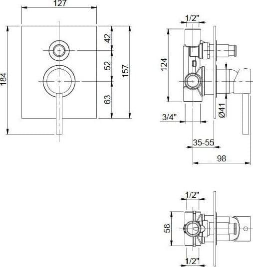 Doccia incasso con deviatore e piastra minimalista quadra cromato Jackie in Rubinetti per vasca Mondialshop - Parabiago, commercioVirtuoso.it