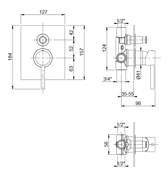 Doccia incasso con deviatore e piastra minimalista quadra cromato Jackie in Rubinetti per vasca Mondialshop - Parabiago, commercioVirtuoso.it