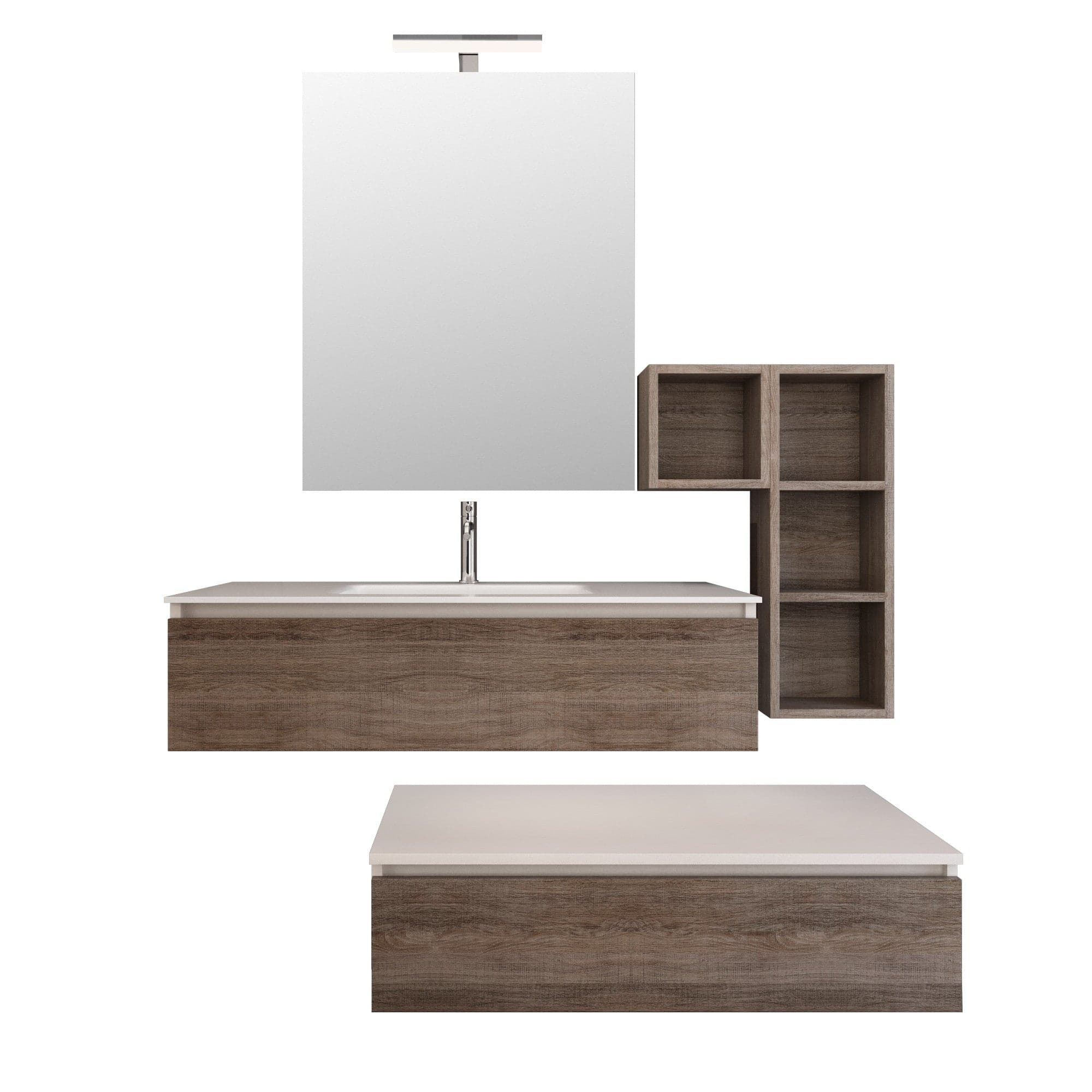 Mobile bagno sospeso effetto legno rovere scuro Duo 192P in Mobiletti con lavabo Mondialshop - Parabiago, commercioVirtuoso.it