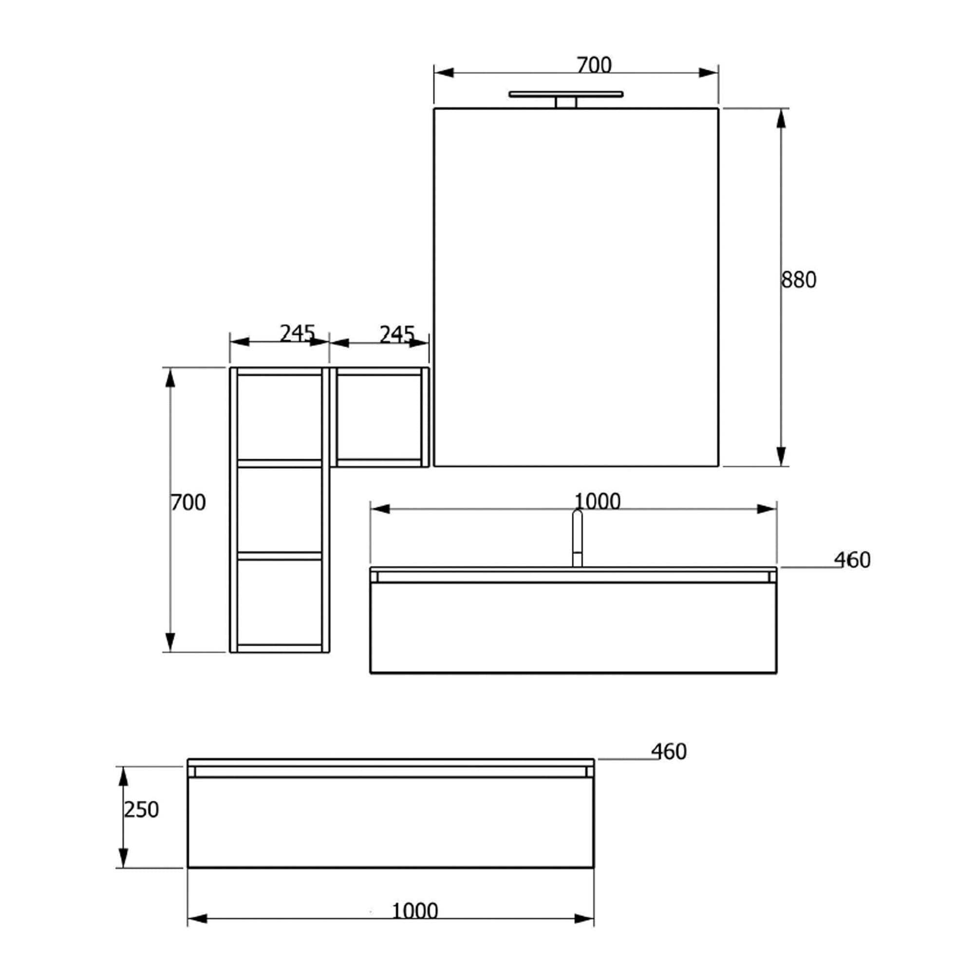 Mobile bagno sospeso effetto legno rovere scuro Duo 192P in Mobiletti con lavabo Mondialshop - Parabiago, commercioVirtuoso.it