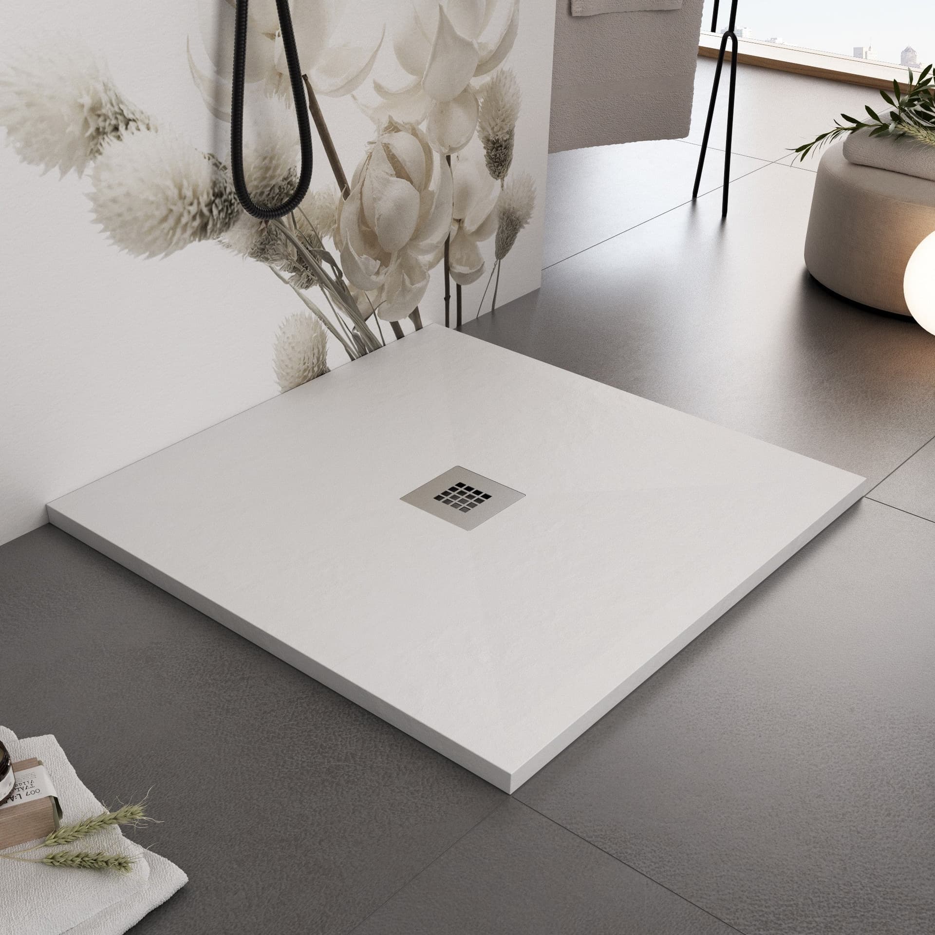 Piatto doccia bianco in marmoresina con griglia inox e Piletta Gratis - STAR PLUS in Rubinetti per vasca Mondialshop - Parabiago, commercioVirtuoso.it