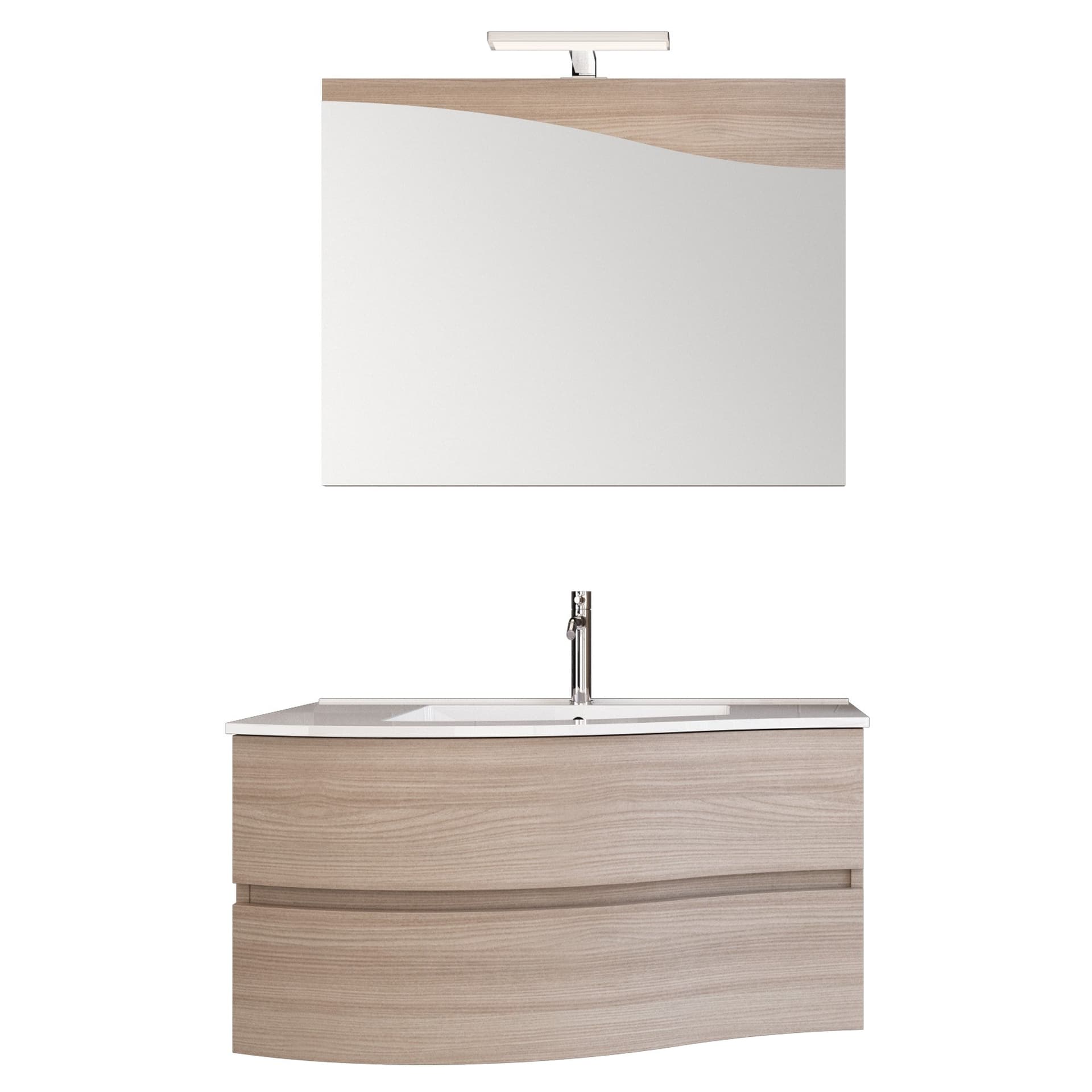 Mobile bagno sospeso 90cm legno olmo terra Mood-762 in Mobiletti con lavabo Mondialshop - Parabiago, commercioVirtuoso.it
