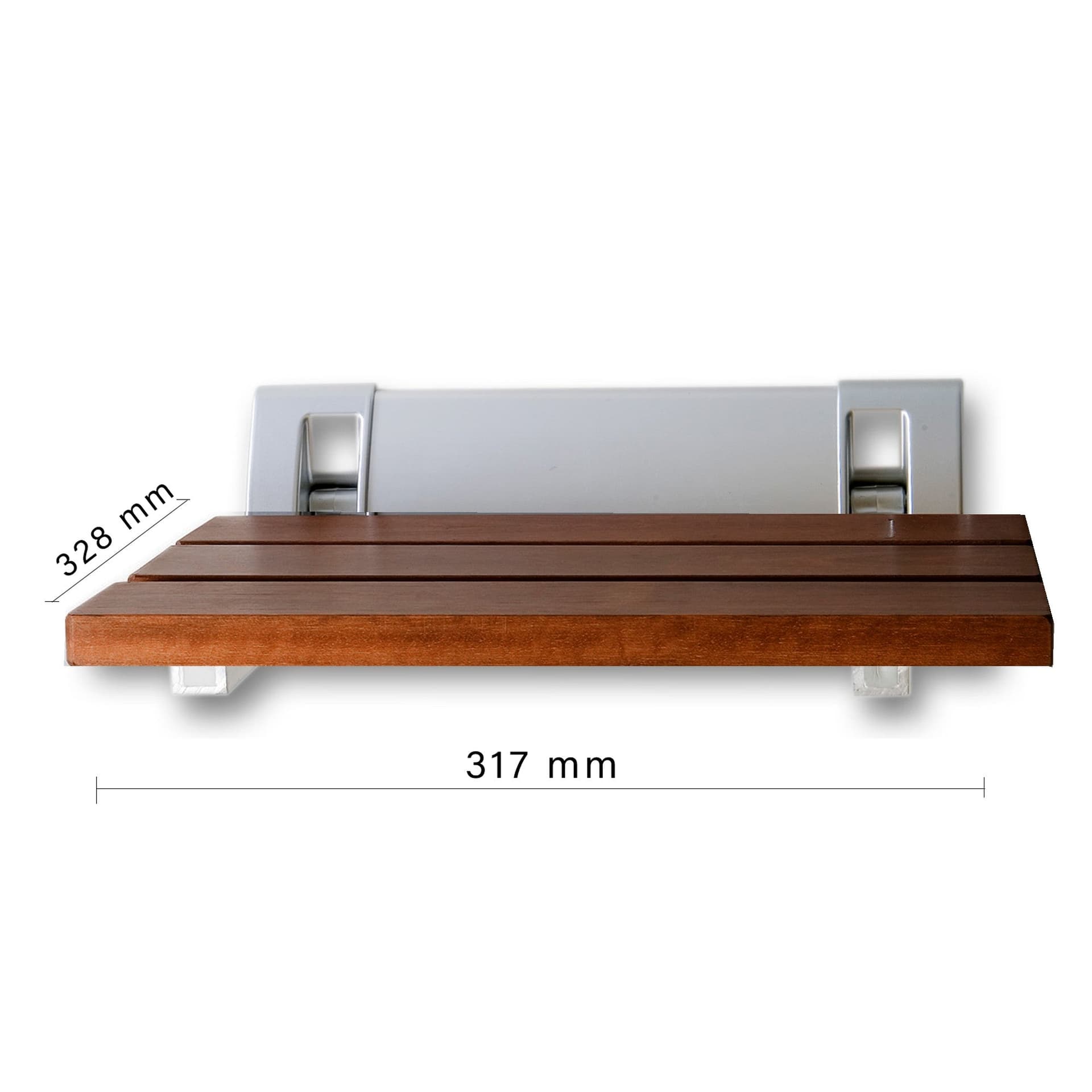 Sedile a parete per doccia in legno Teak e alluminio color argento in Sgabelli per doccia e bagno Mondialshop - Parabiago, commercioVirtuoso.it