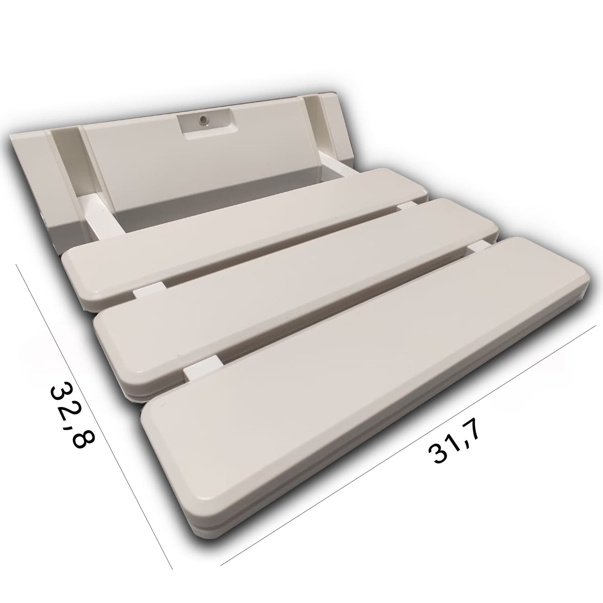 Sedile a parete per doccia in pvc bianco con supporto in alluminio in Sgabelli per doccia e bagno Mondialshop - Parabiago, commercioVirtuoso.it