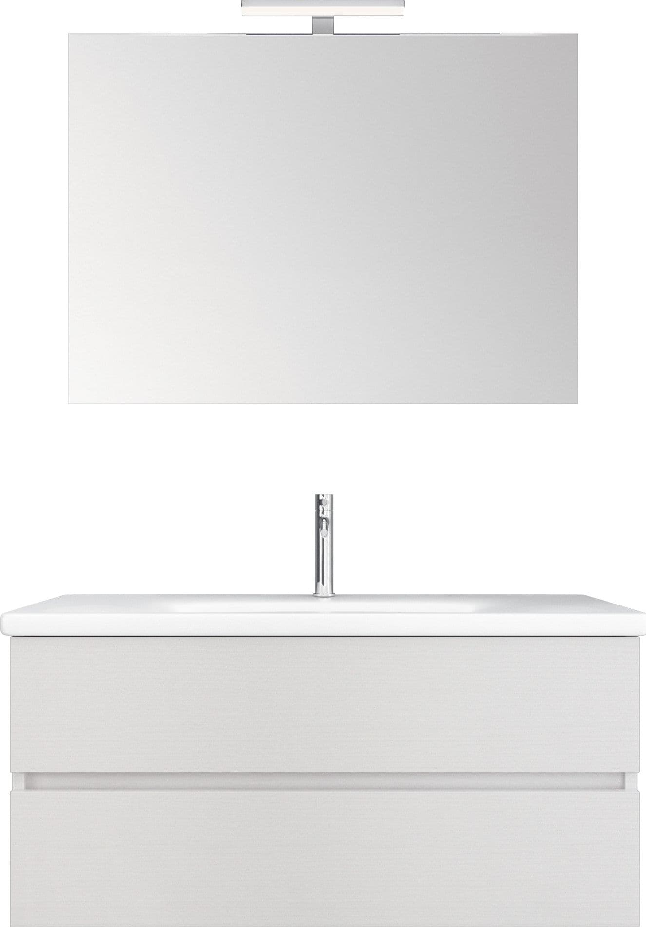Mobile bagno sospeso bianco larice con lavabo ceramico 100cm MOOD-756