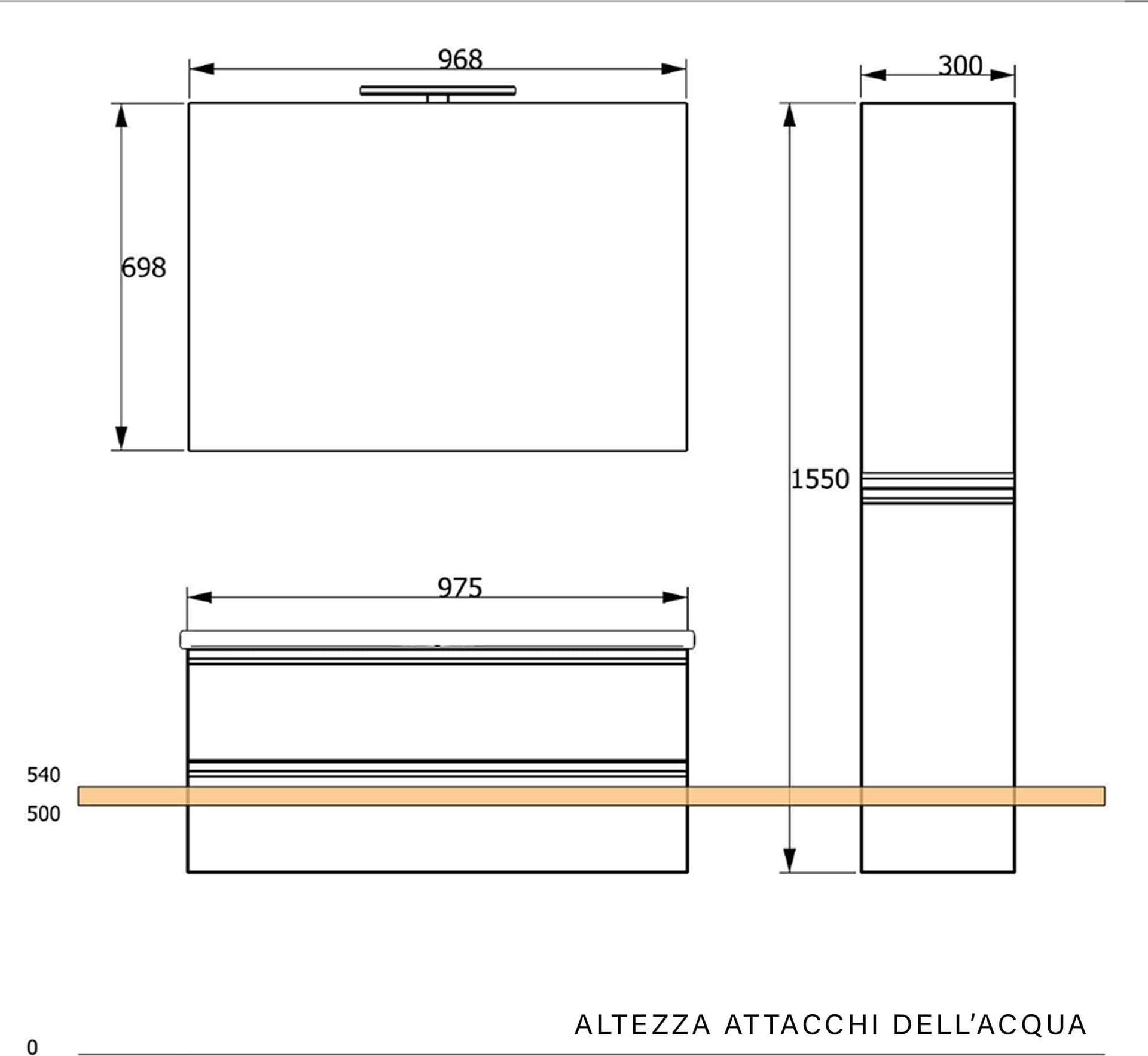 Mobile bagno sospeso bianco larice con lavabo e colonna MOOD-756P in Mobiletti con lavabo Mondialshop - Parabiago, commercioVirtuoso.it