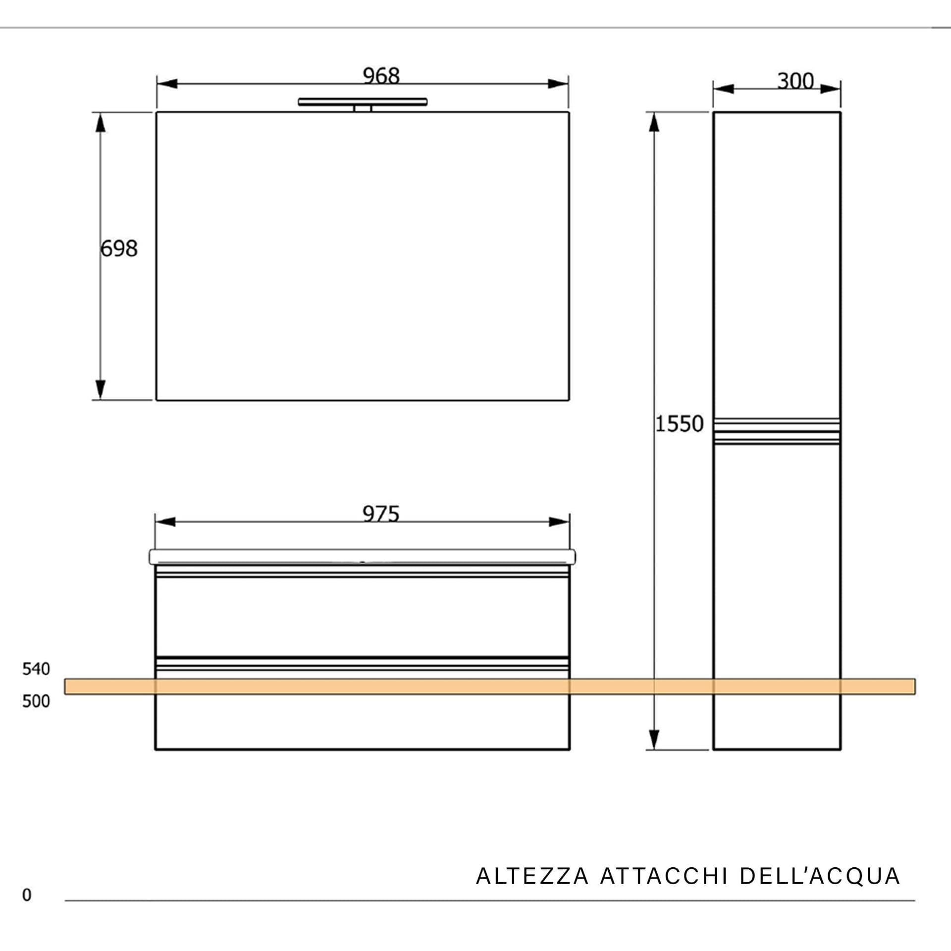 Mobile bagno sospeso bianco larice con lavabo e colonna MOOD-756P in Mobiletti con lavabo Mondialshop - Parabiago, commercioVirtuoso.it