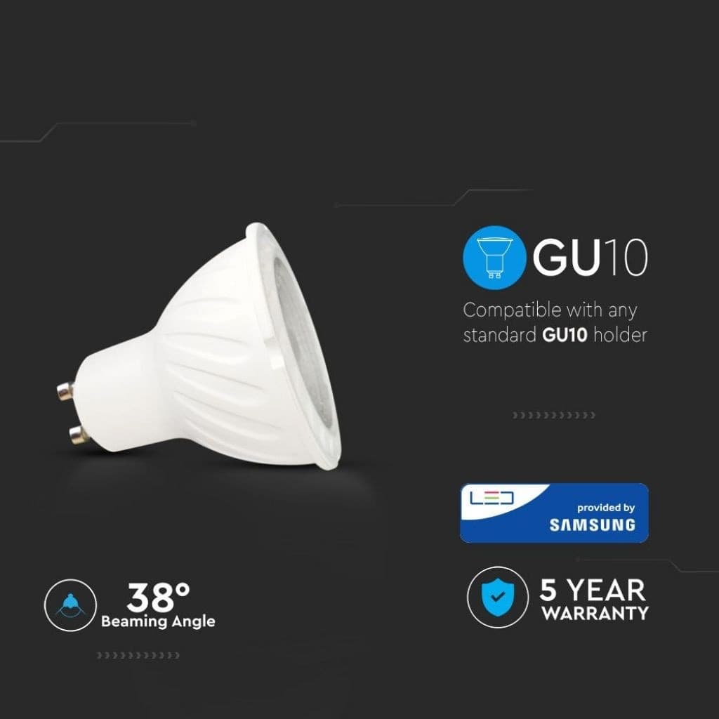 V-TAC PRO VT-277 LAMPADINA LED GU10 7W FARETTO SPOTLIGHT CHIP SAMSUNG 38° - SKU 165 / 166 / 167 in Lampadine a LED Zencoccostore - Formia, commercioVirtuoso.it