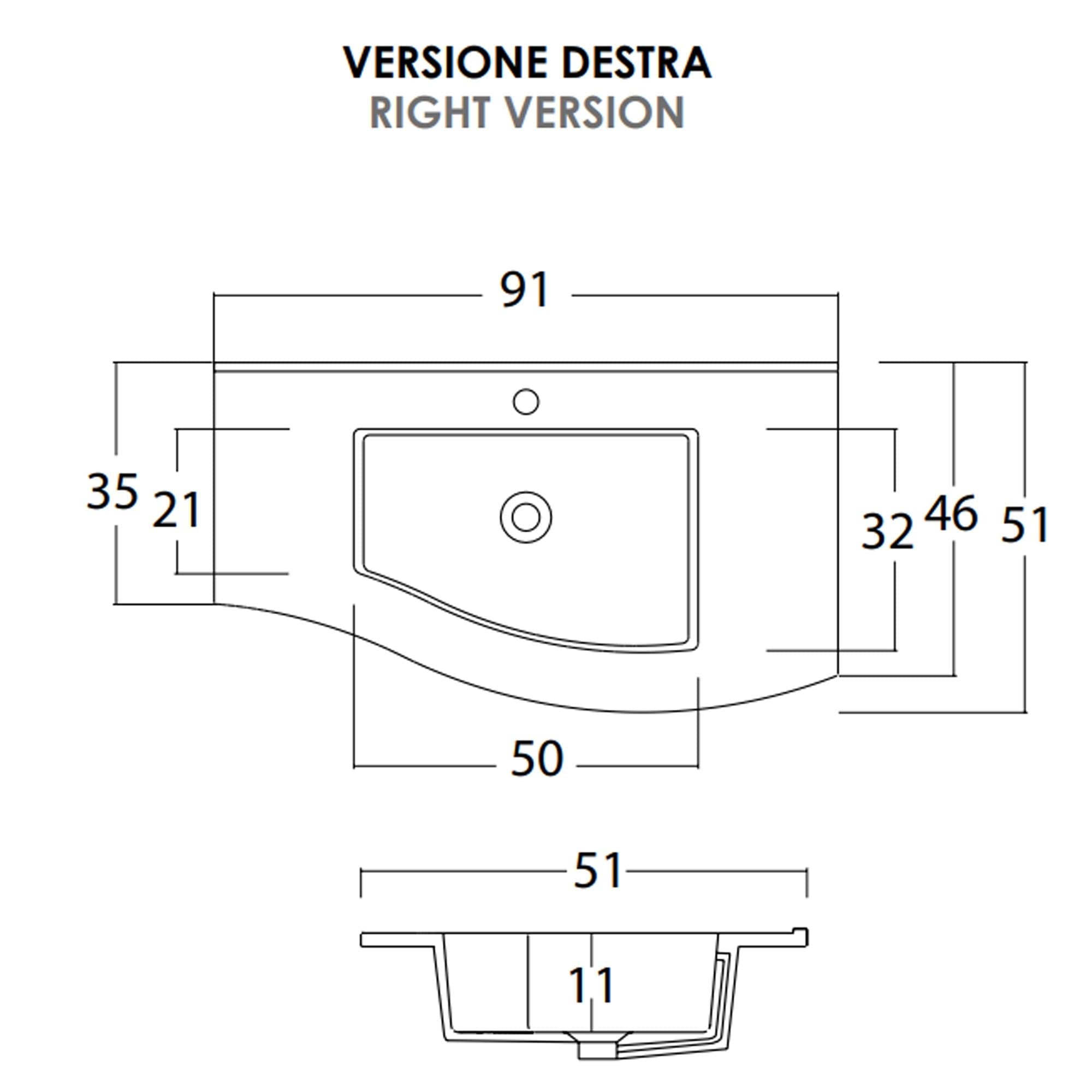 Mobile bagno sospeso 90cm legno olmo terra Mood-762 in Mobiletti con lavabo Mondialshop - Parabiago, commercioVirtuoso.it