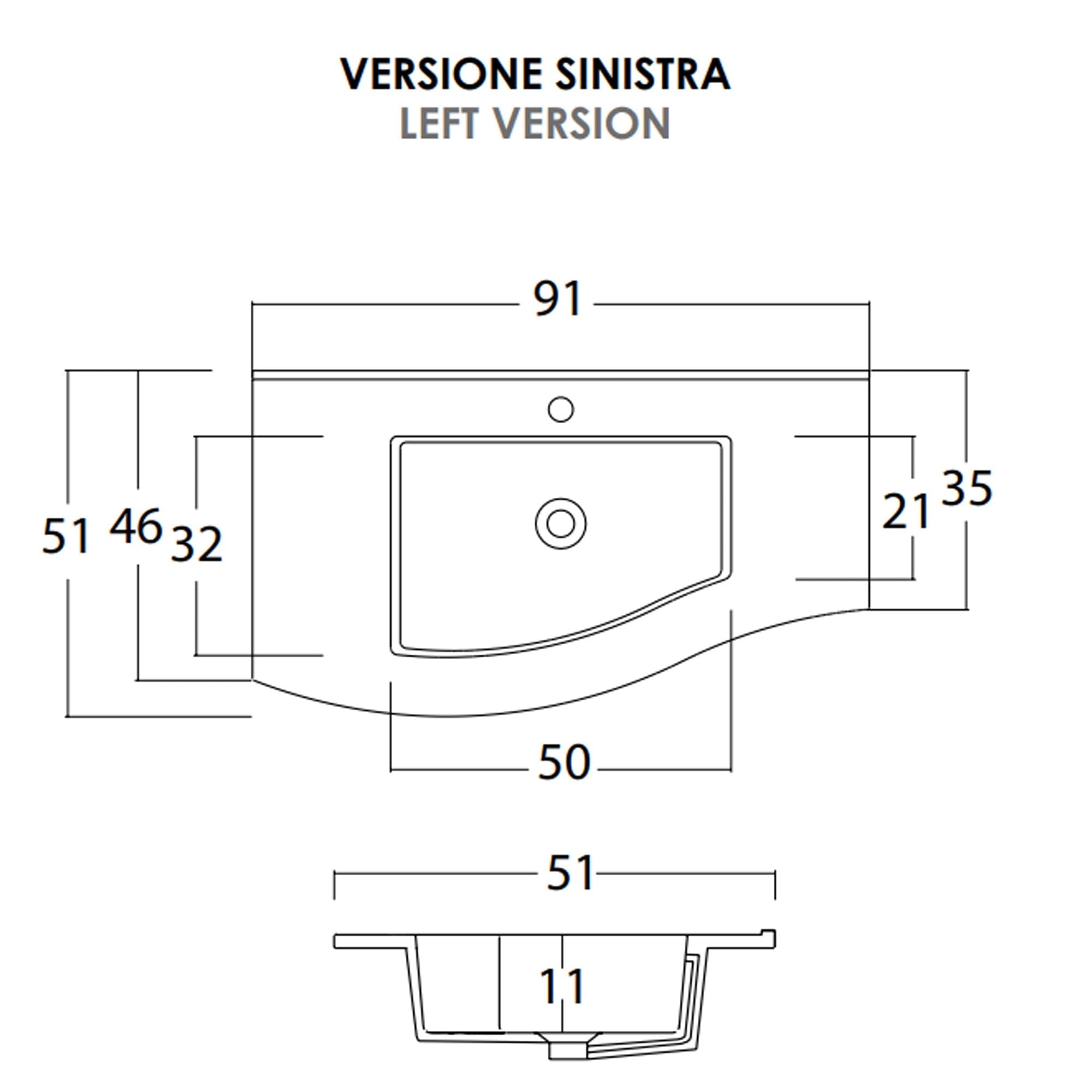 Mobile bagno sospeso 90cm legno olmo terra Mood-762 in Mobiletti con lavabo Mondialshop - Parabiago, commercioVirtuoso.it
