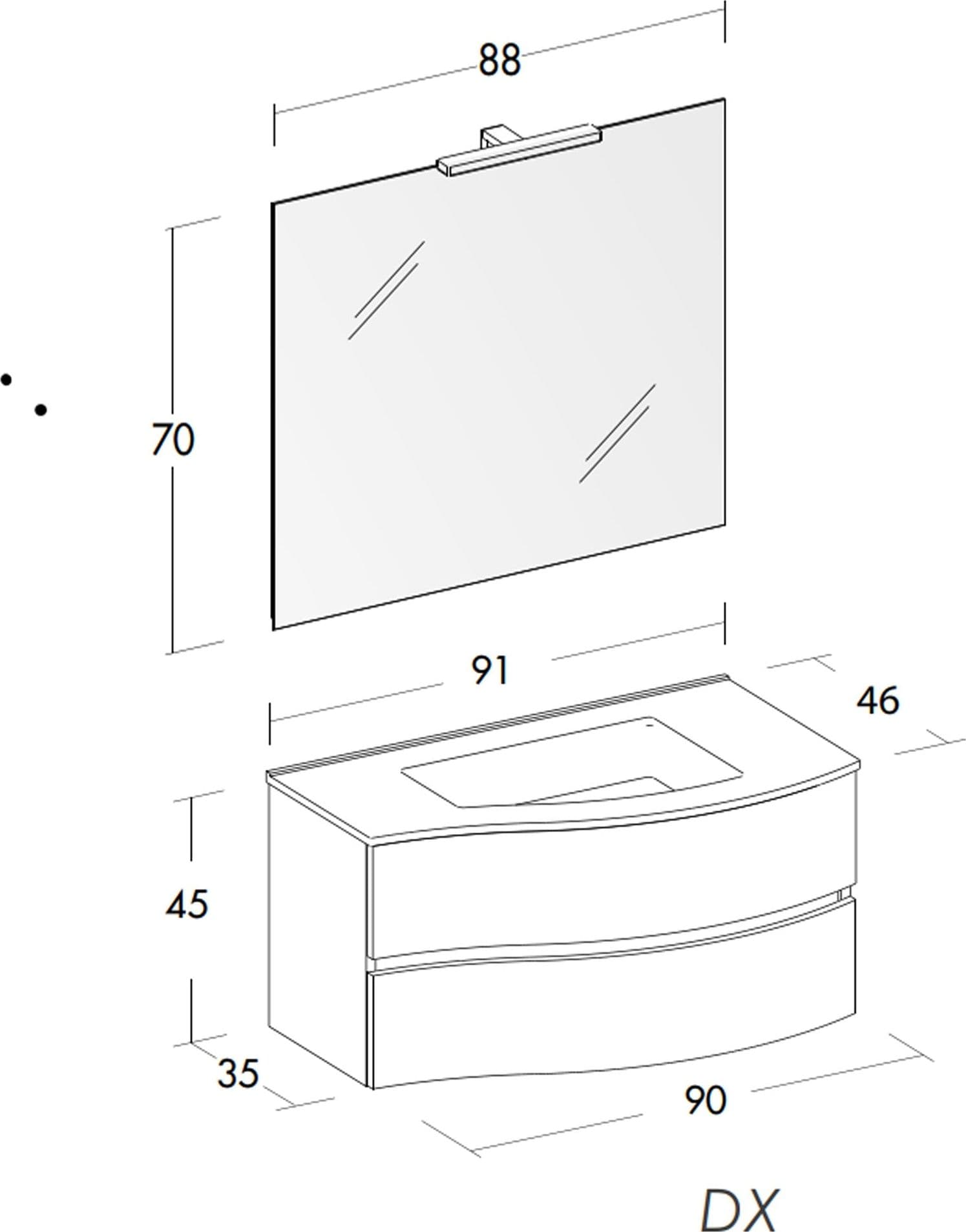 Mobile bagno sospeso 90cm legno olmo terra Mood-762 in Mobiletti con lavabo Mondialshop - Parabiago, commercioVirtuoso.it