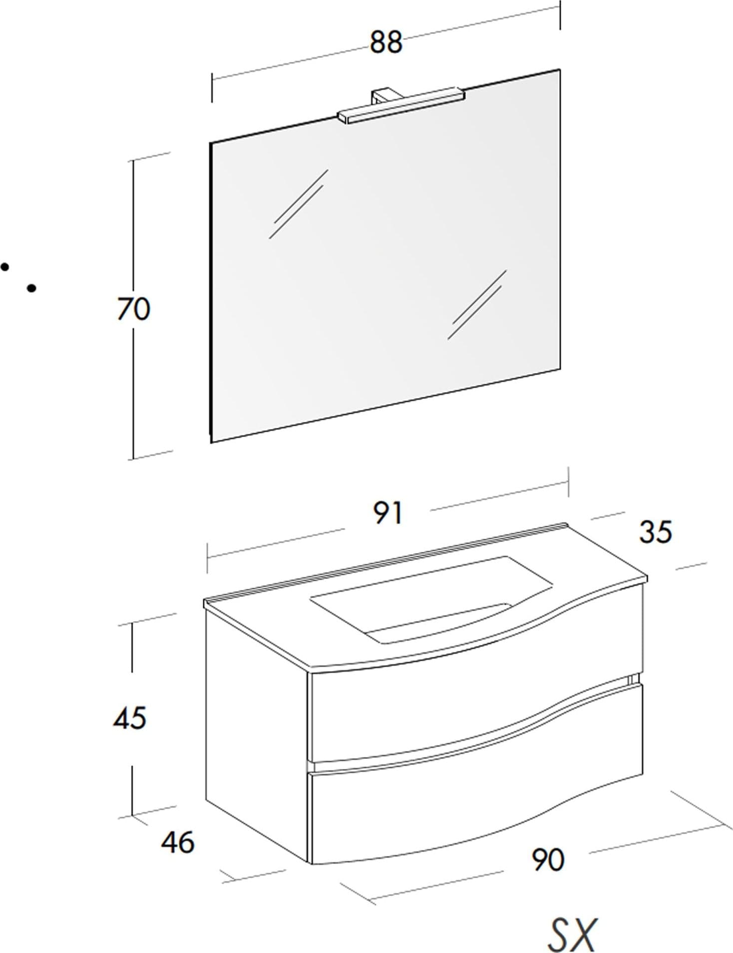 Mobile bagno sospeso 90cm legno olmo terra Mood-762 in Mobiletti con lavabo Mondialshop - Parabiago, commercioVirtuoso.it