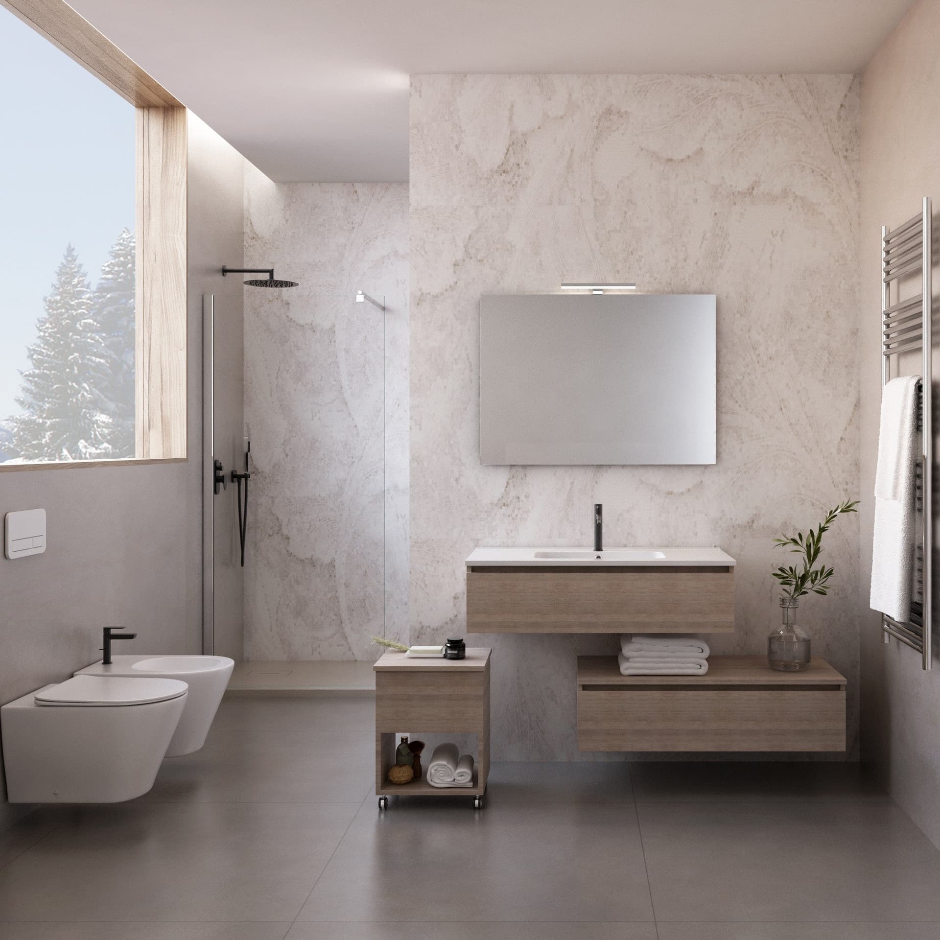 Mobile bagno sospeso 120 rovere trance chiaro con lavabo DUO-754C in Mobiletti con lavabo Mondialshop - Parabiago, commercioVirtuoso.it