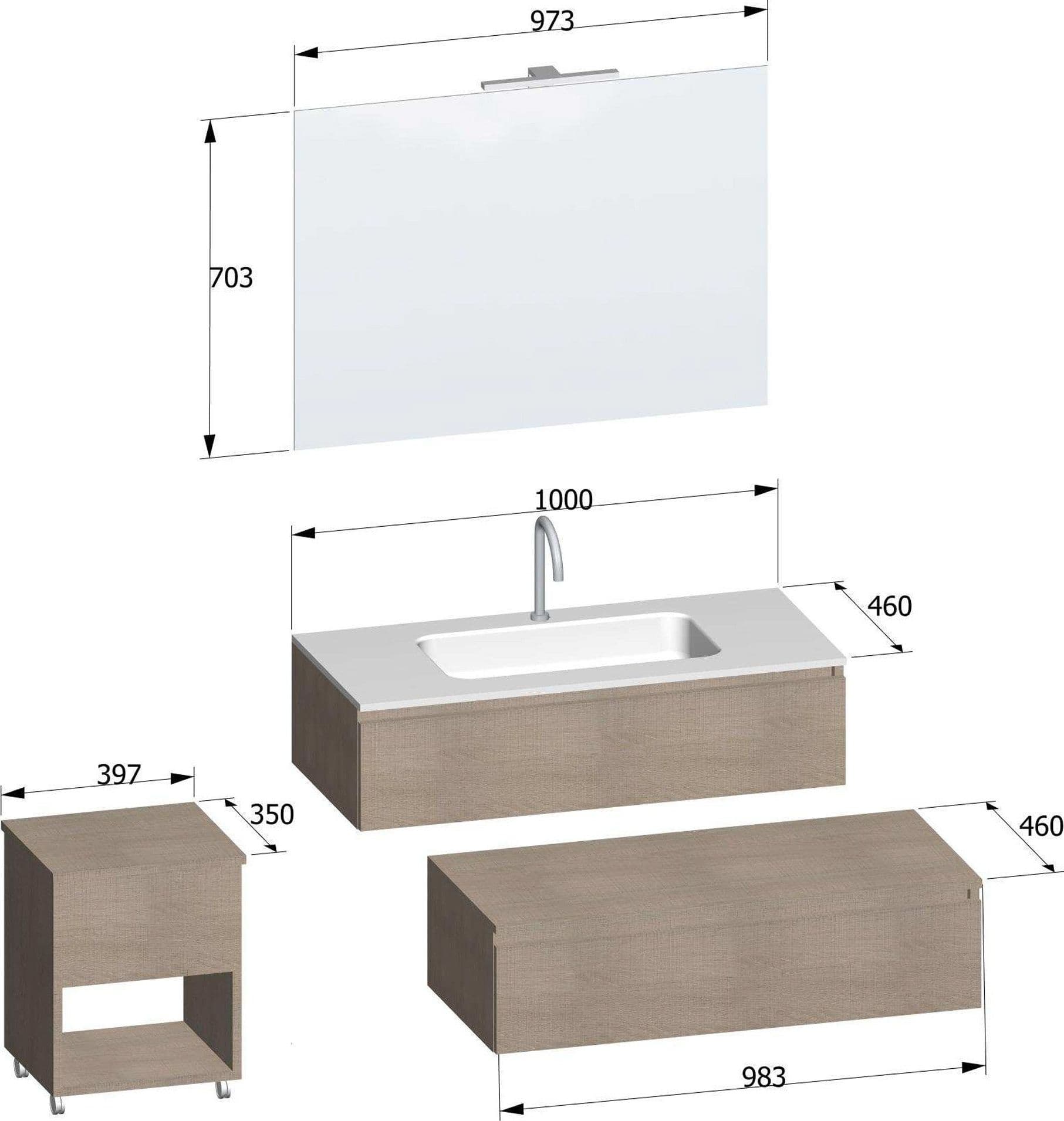 Mobile bagno sospeso 120 rovere trance chiaro con lavabo DUO-754C in Mobiletti con lavabo Mondialshop - Parabiago, commercioVirtuoso.it