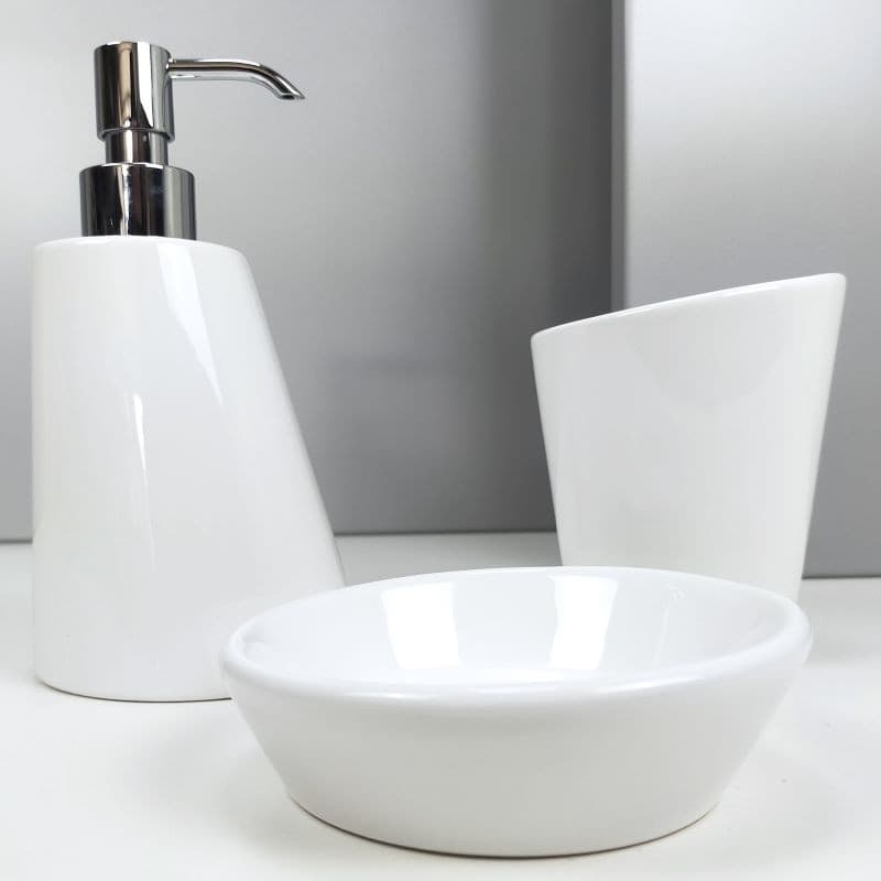 Porta sapone da appoggio in ceramica - accessori bagno in Set di accessori per il bagno Bottiglioni - Colle di Val d’Elsa, commercioVirtuoso.it