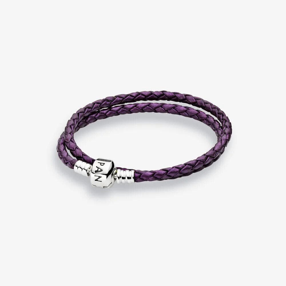 Pandora Bracciale in Pelle Intrecciata Viola, Giro Doppio in Bracciali Alba Gioielli - Casoria, commercioVirtuoso.it