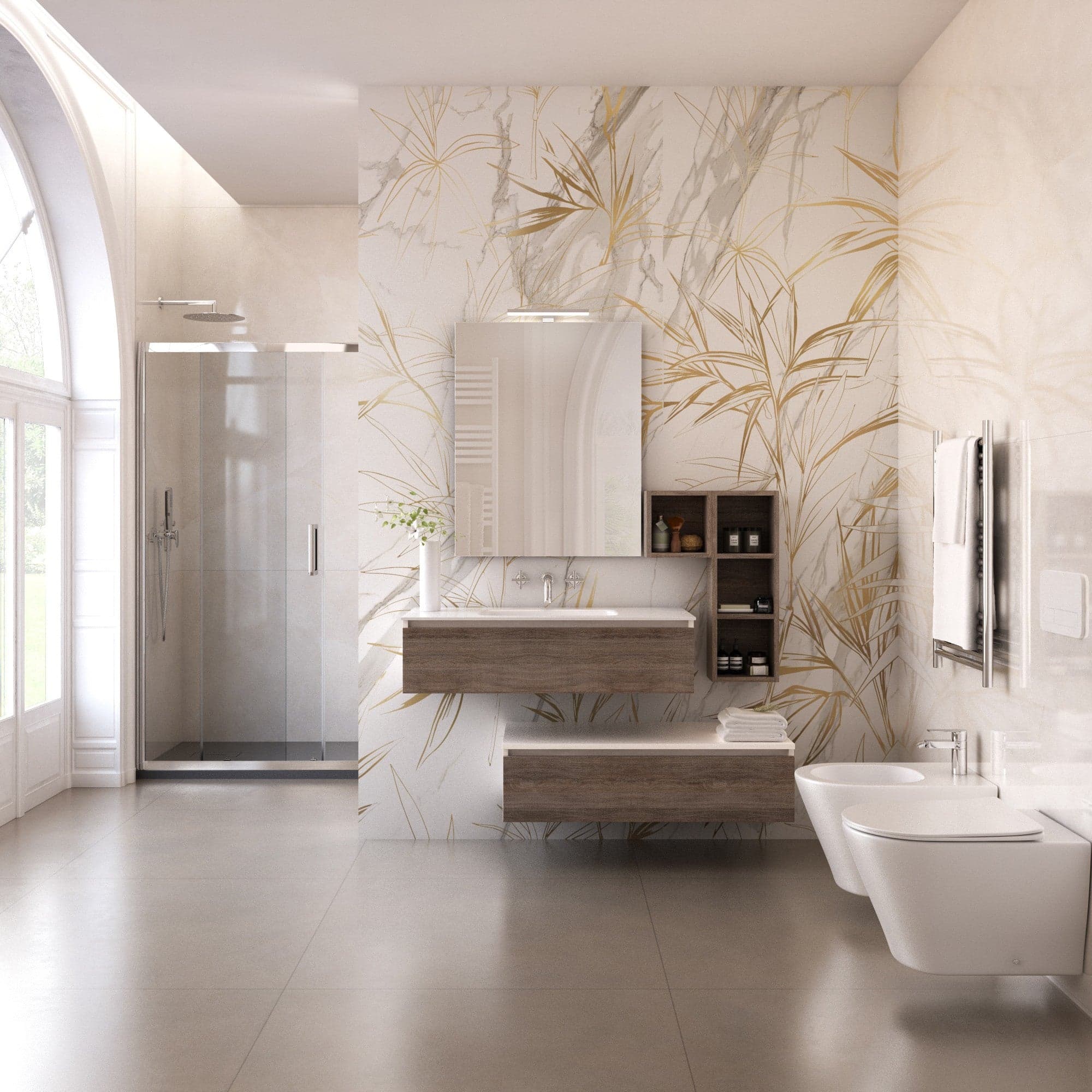 Mobile bagno sospeso 120cm effetto legno rovere scuro Duo 192 in Mobili a muro Mondialshop - Parabiago, commercioVirtuoso.it