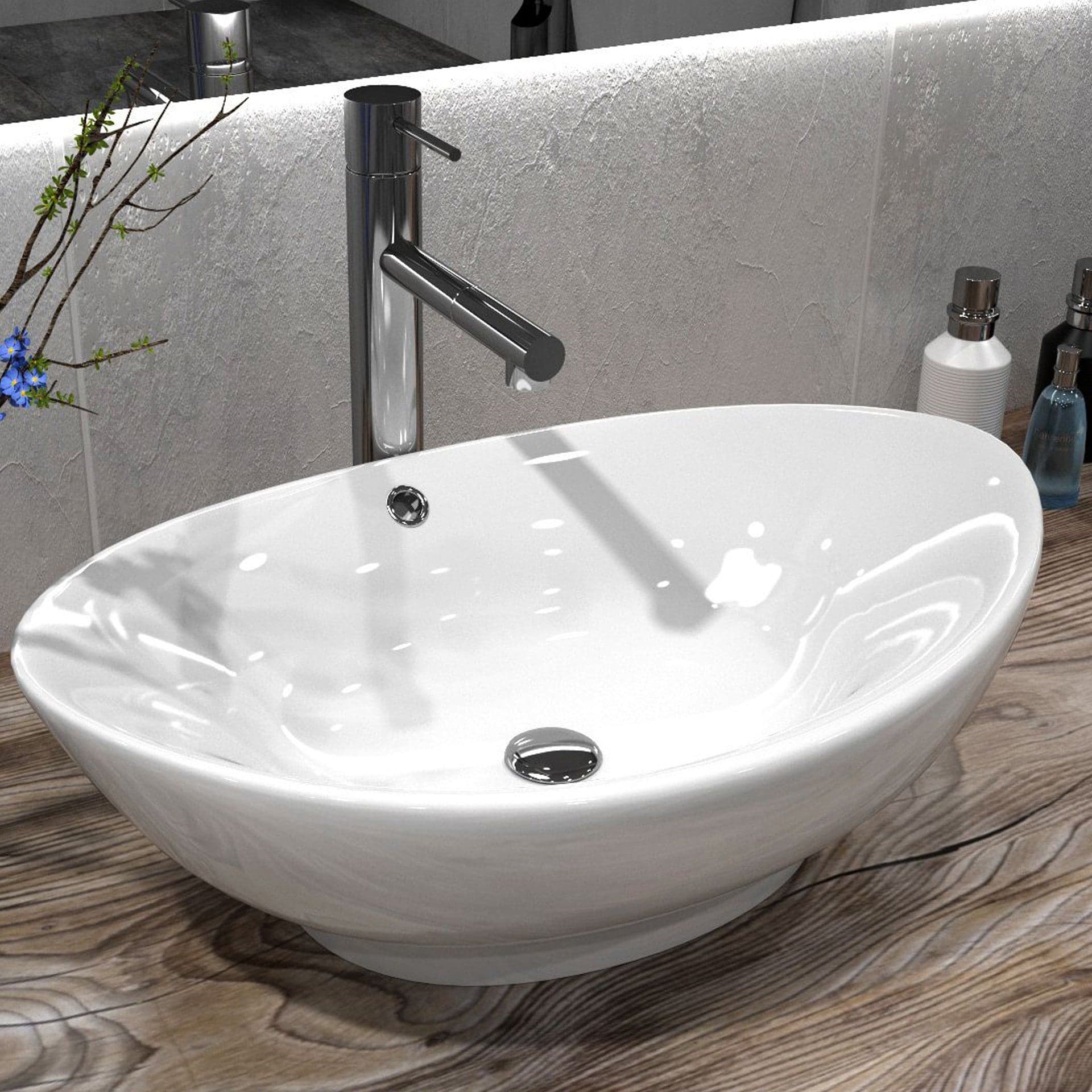 Lavandino da appoggio 59X38 Ciotola ovale bianca in Lavabi Mondialshop - Parabiago, commercioVirtuoso.it