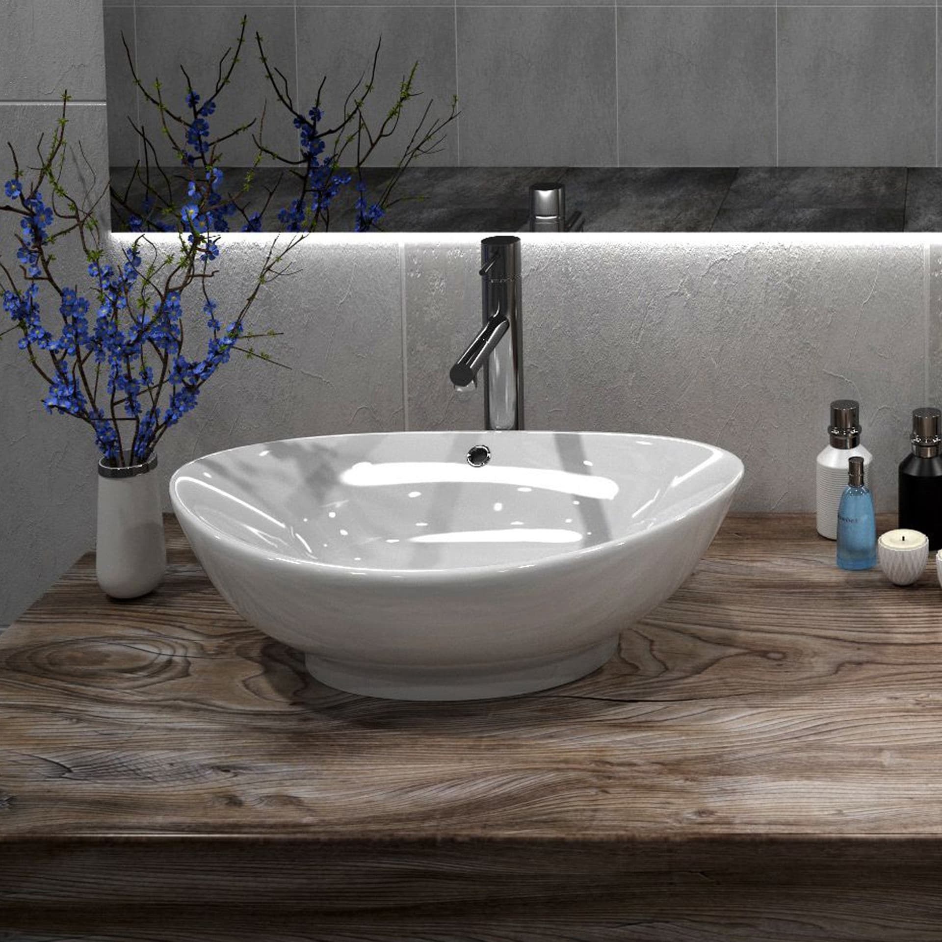 Lavandino da appoggio 59X38 Ciotola ovale bianca in Lavabi Mondialshop - Parabiago, commercioVirtuoso.it