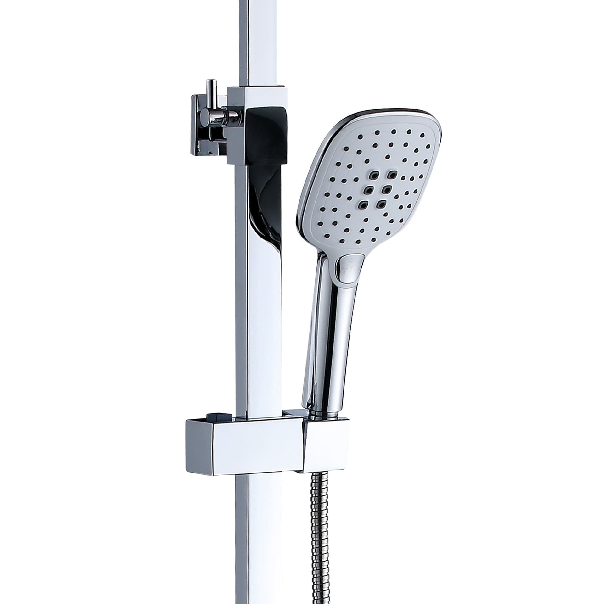 Saliscendi doccia quadrato con doccetta e soffione 30x30 inox - JULIE in Rubinetti per vasca Mondialshop - Parabiago, commercioVirtuoso.it